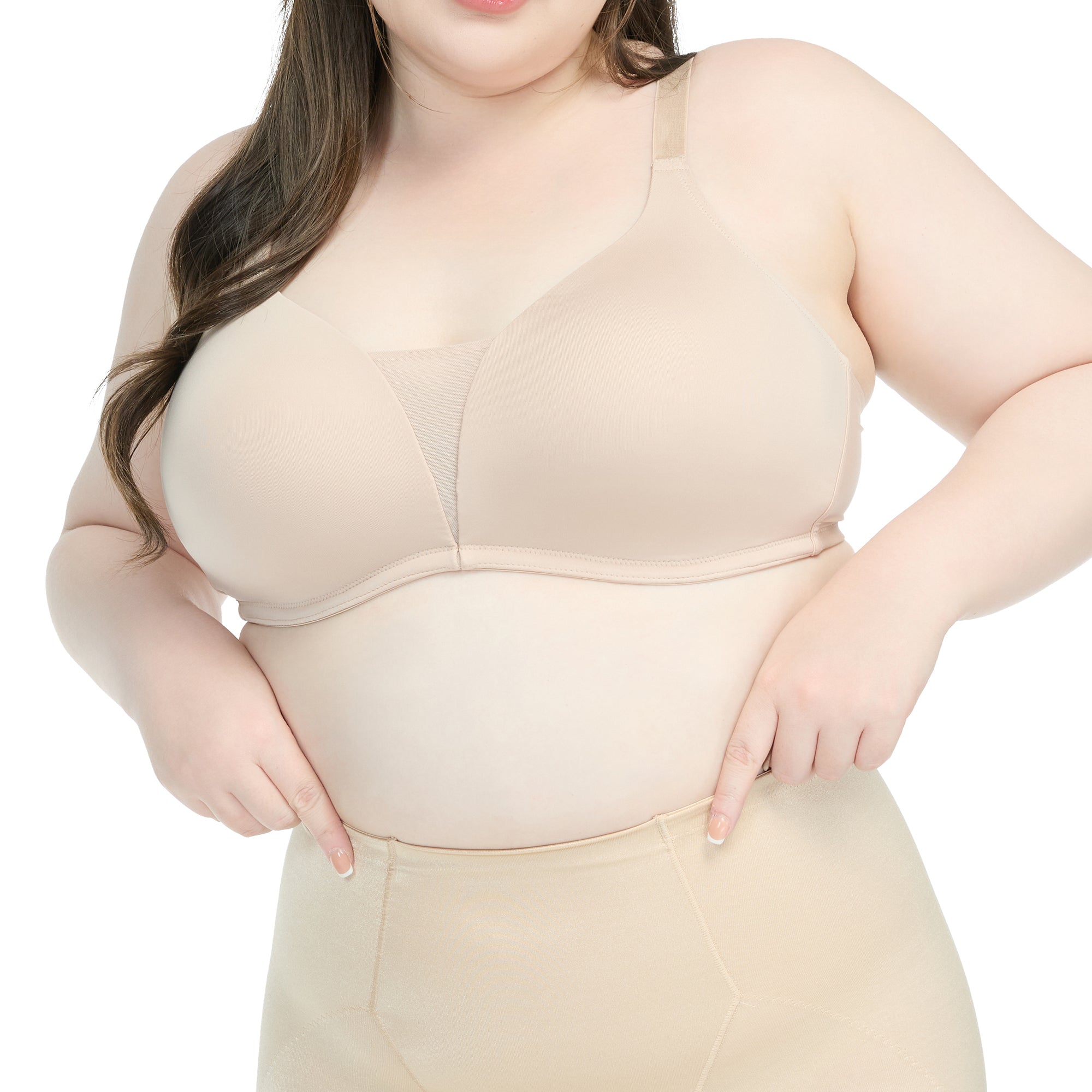 Wacoal Curve Diva บราไร้โครงเก็บกระชับ สาวพลัสไซซ์ รุ่น WQ1539 สีเบจ (BE)
