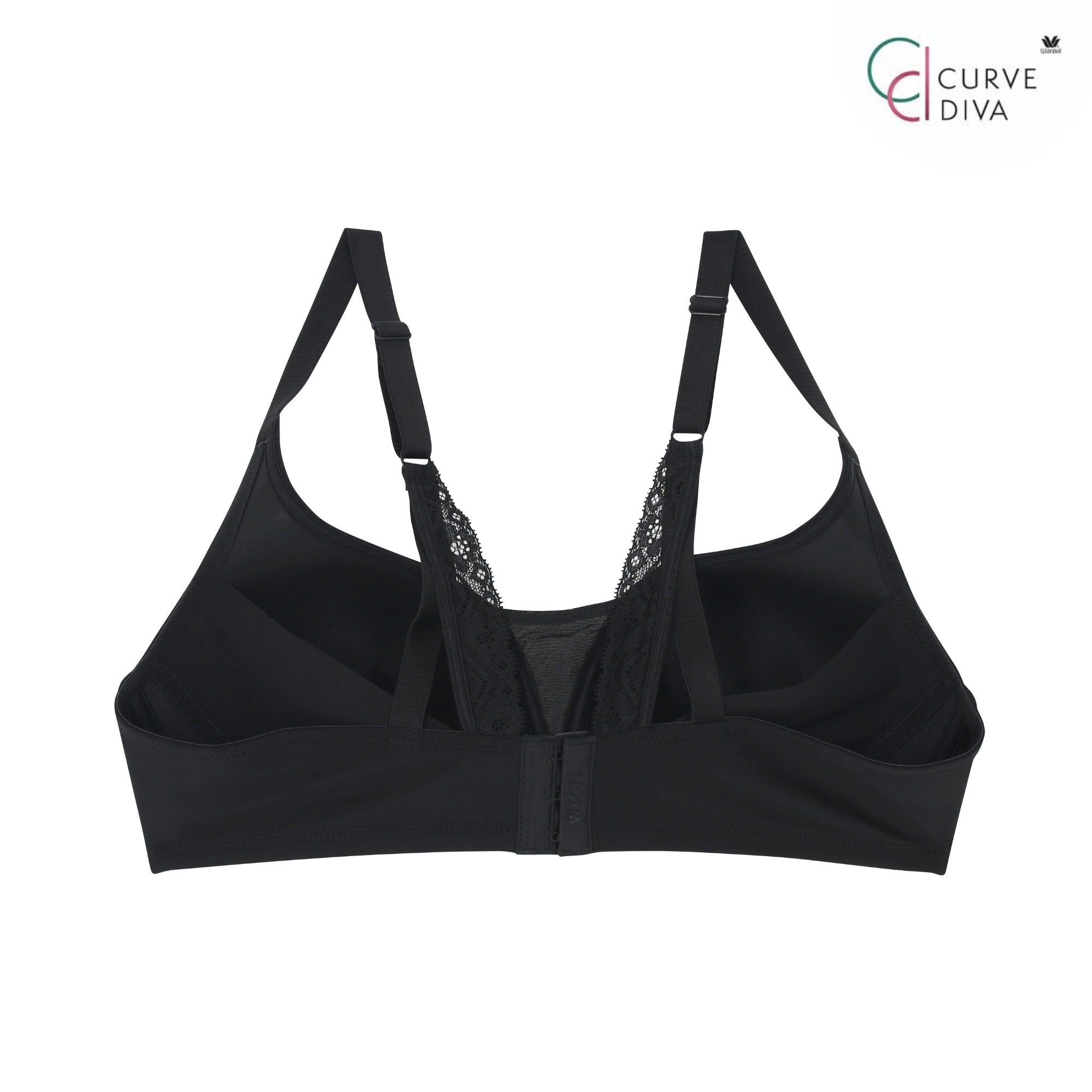 Wacoal Curve Diva บราไร้โครงเก็บกระชับ สาวพลัสไซซ์ รุ่น WQ1539 สีดำ (BL)
