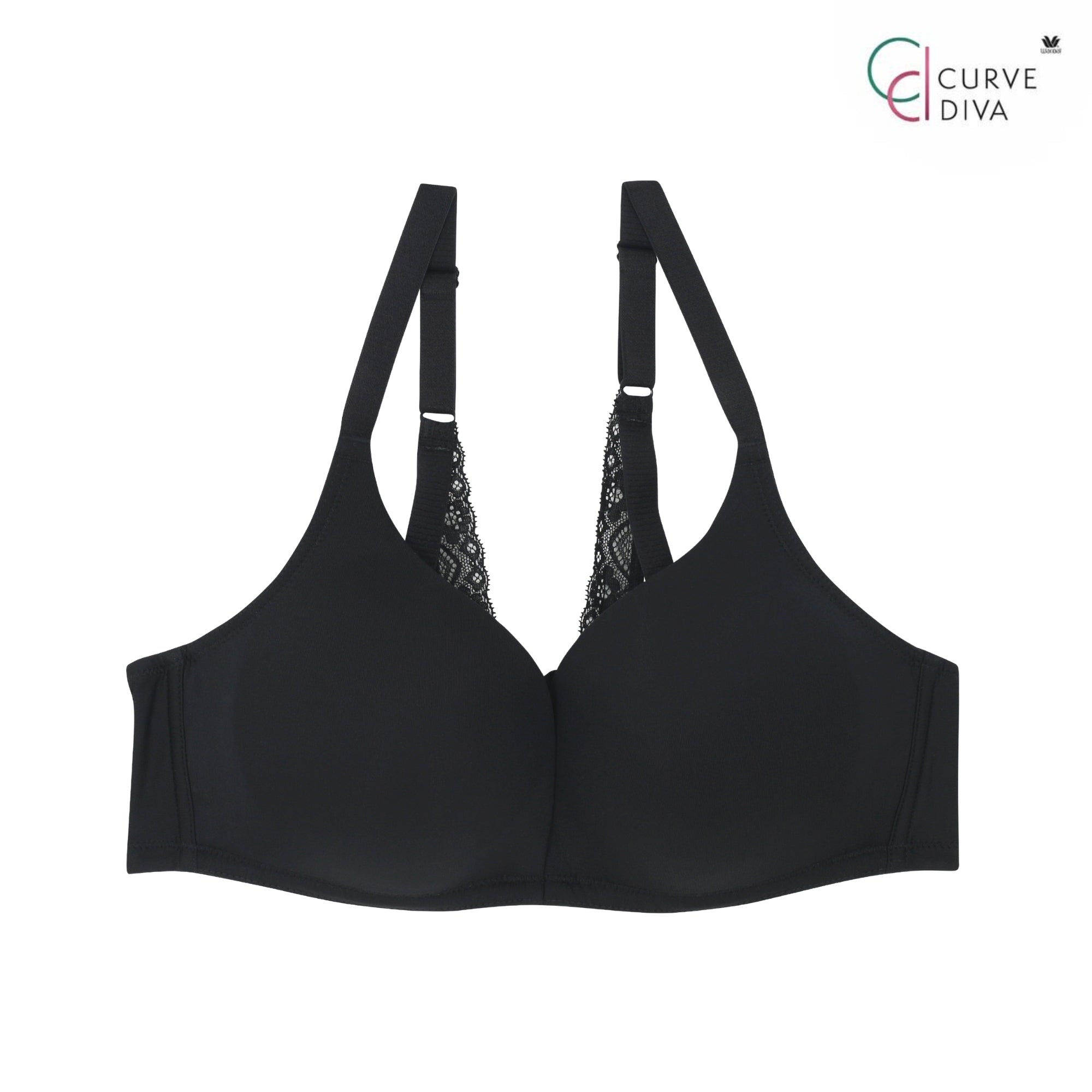 Wacoal Curve Diva บราไร้โครงเก็บกระชับ สาวพลัสไซซ์ รุ่น WQ1539 สีดำ (BL)