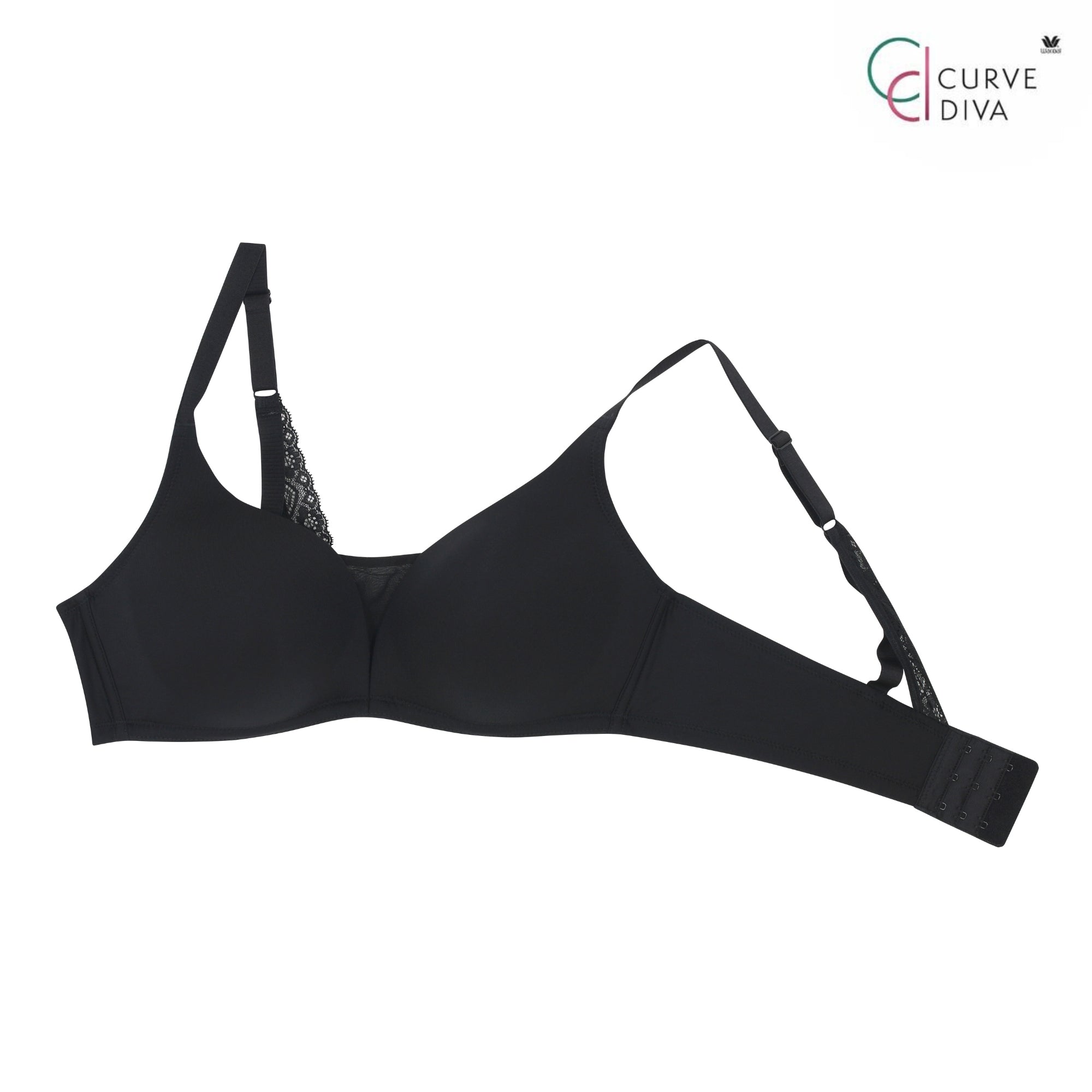 Wacoal Curve Diva บราไร้โครงเก็บกระชับ สาวพลัสไซซ์ รุ่น WQ1539 สีดำ (BL)
