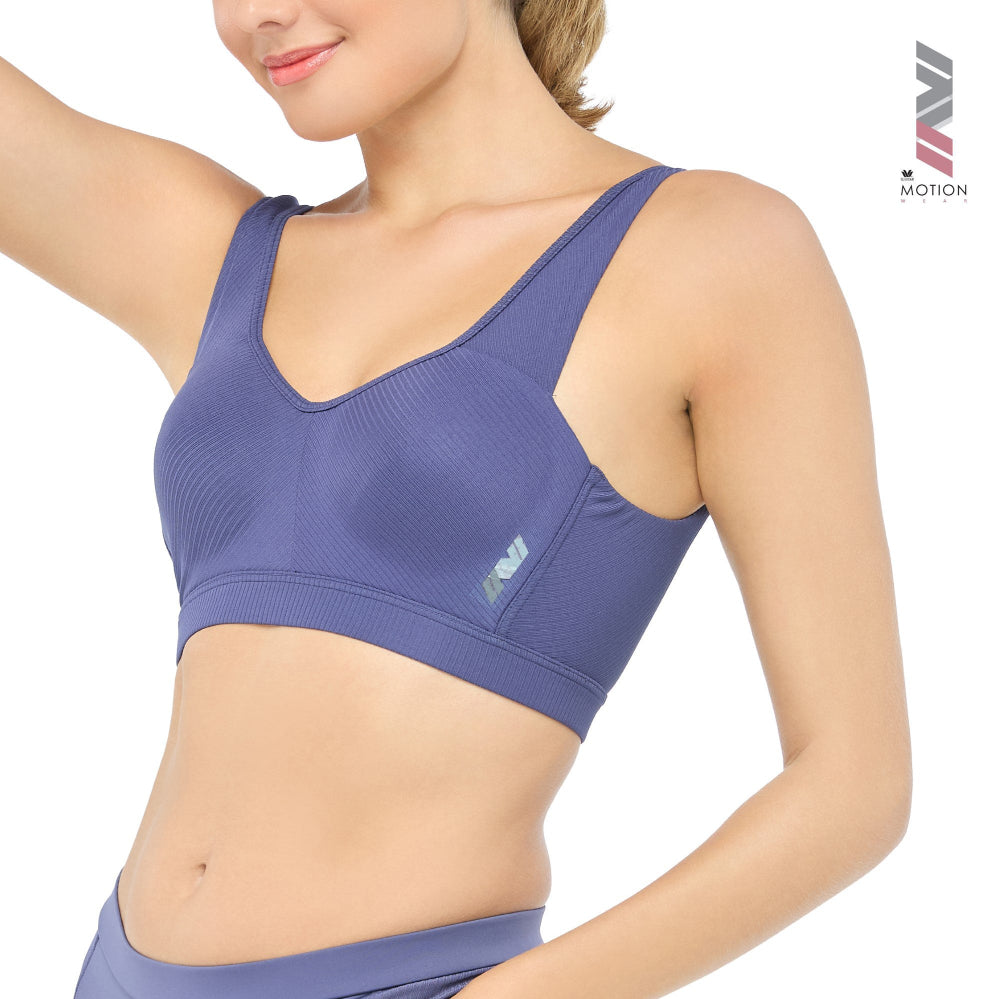 Wacoal Motion Wear บราสำหรับออกกำลังกาย In to Out (Level.2) รูปแบบตะขอ รุ่น WR1524 สีน้ำเงินอมเทา (NG)