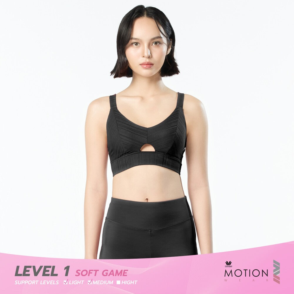Wacoal Motion Wear บราสำหรับออกกำลังกาย In to Out รุ่น WR3210 สีดำ (BL)