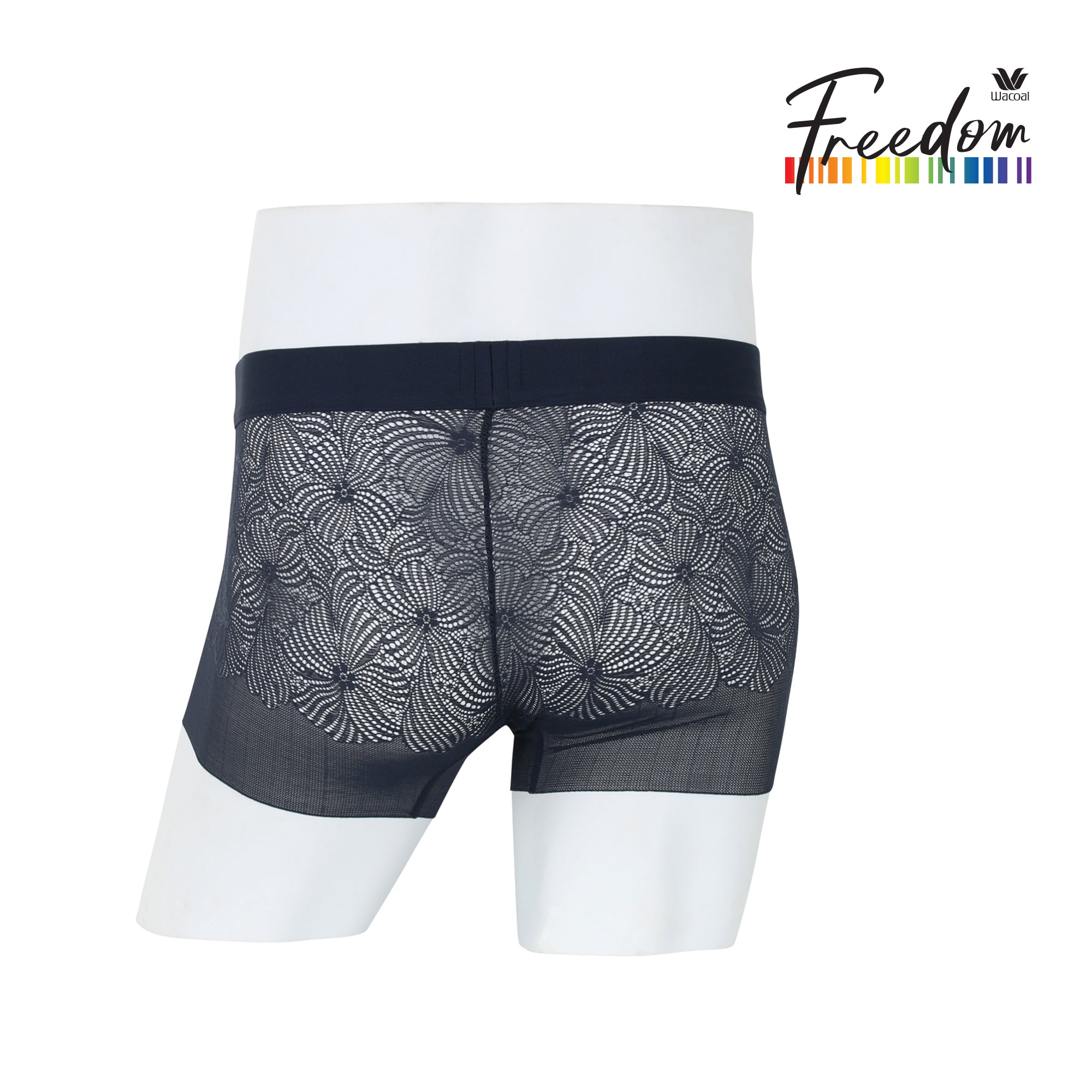 Wacoal Freedom LIMITED UNDERWEAR กางเกงลูกไม้นุ่ม (Lace Boxer ) รุ่น WXU406 สีน้ำเงิน (BU)