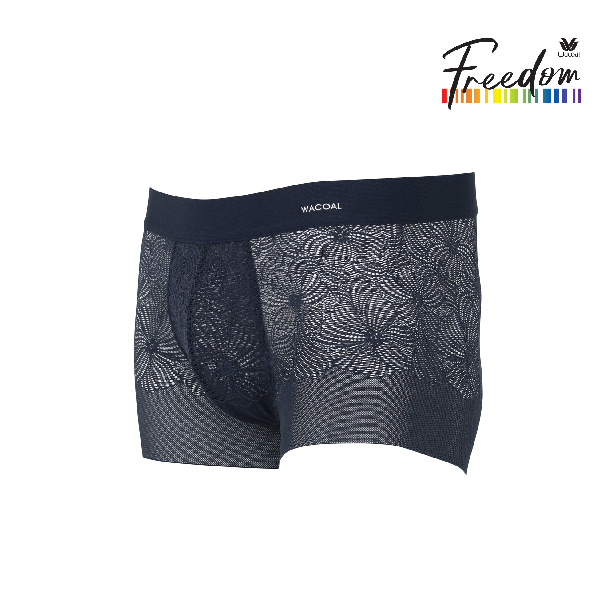Wacoal Freedom LIMITED UNDERWEAR กางเกงลูกไม้นุ่ม (Lace Boxer ) รุ่น WXU406 สีน้ำเงิน (BU)