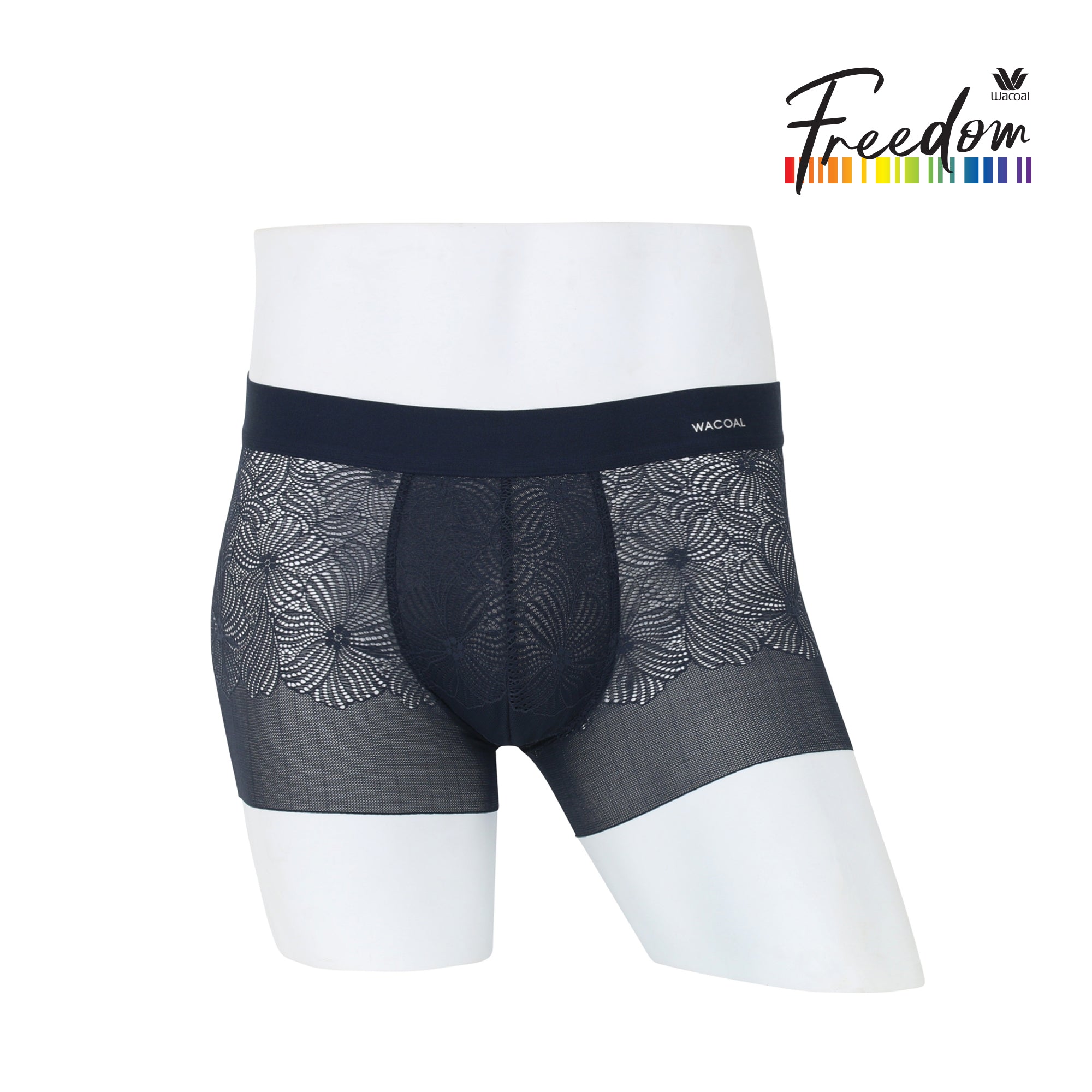 Wacoal Freedom LIMITED UNDERWEAR กางเกงลูกไม้นุ่ม (Lace Boxer ) รุ่น WXU406 สีน้ำเงิน (BU)