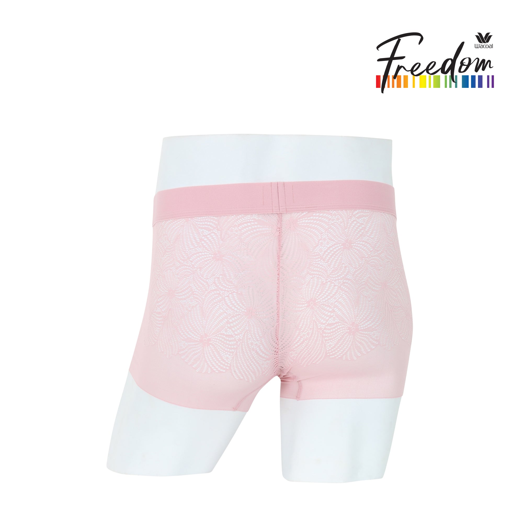 Wacoal Freedom LIMITED UNDERWEAR กางเกงลูกไม้นุ่ม (Lace Boxer ) รุ่น WXU406 สีชมพูกุหลาบป่า (WR)