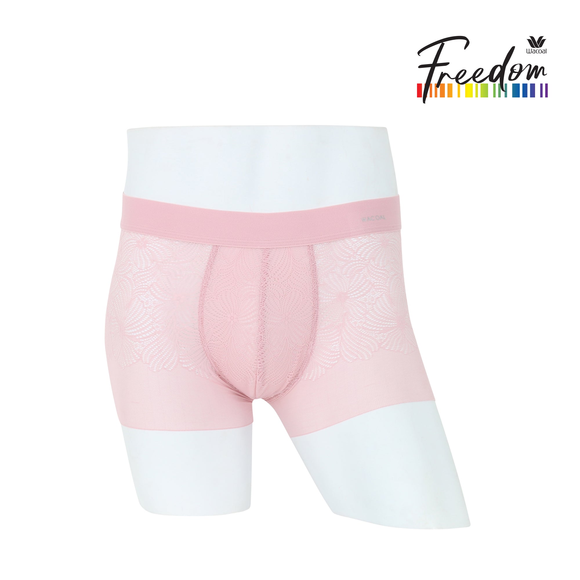Wacoal Freedom LIMITED UNDERWEAR กางเกงลูกไม้นุ่ม (Lace Boxer ) รุ่น WXU406 สีชมพูกุหลาบป่า (WR)