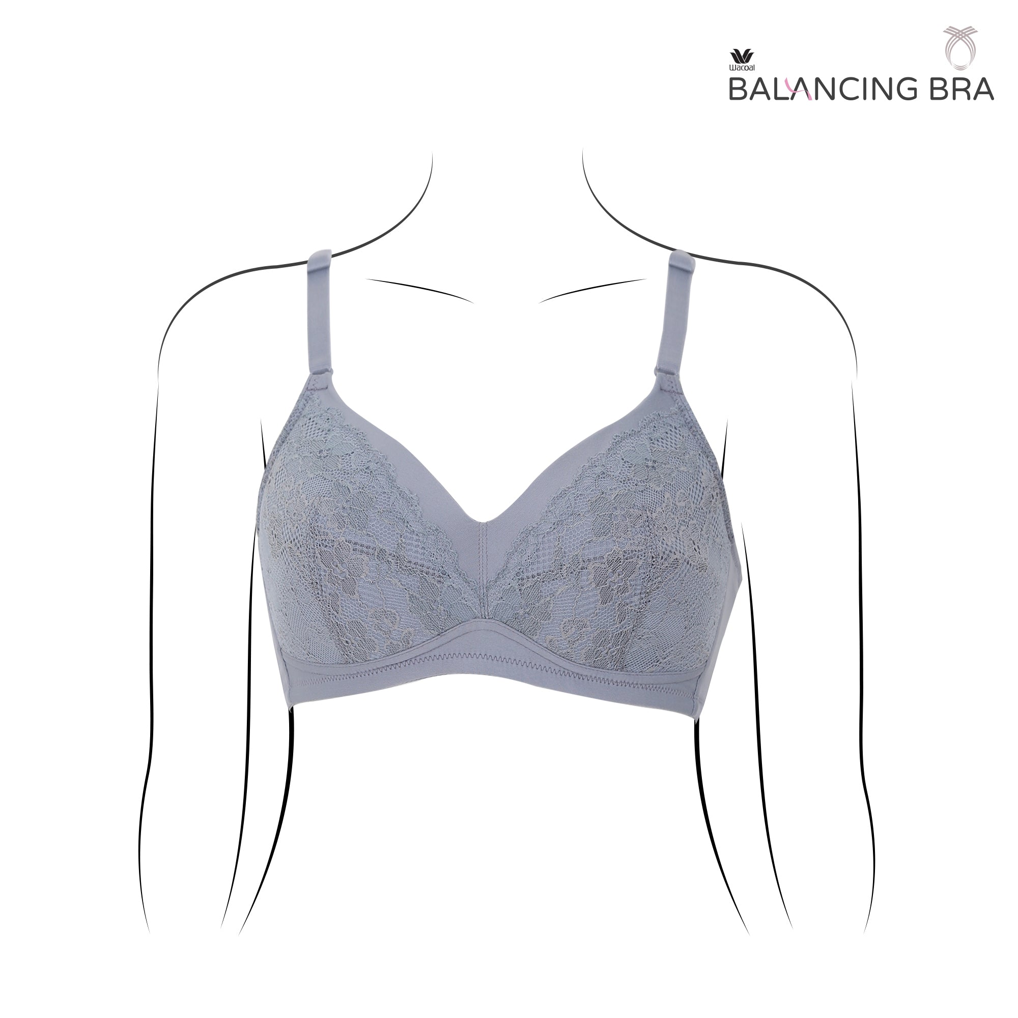 Wacoal Balancing Bra บราสำหรับใส่เต้านมเทียม รุ่น WXB515 สีเทา (GY)