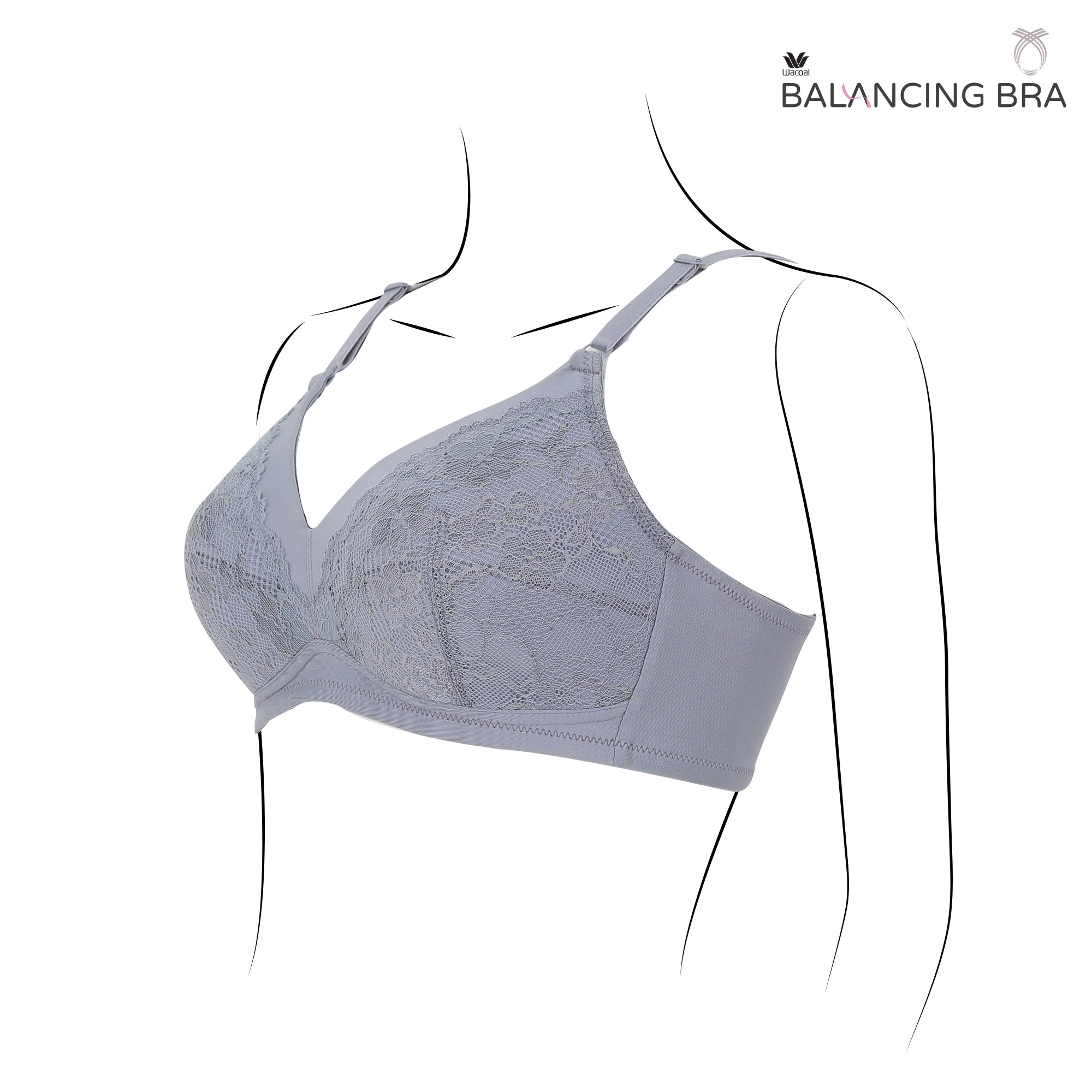 Wacoal Balancing Bra บราสำหรับใส่เต้านมเทียม รุ่น WXB515 สีเทา (GY)