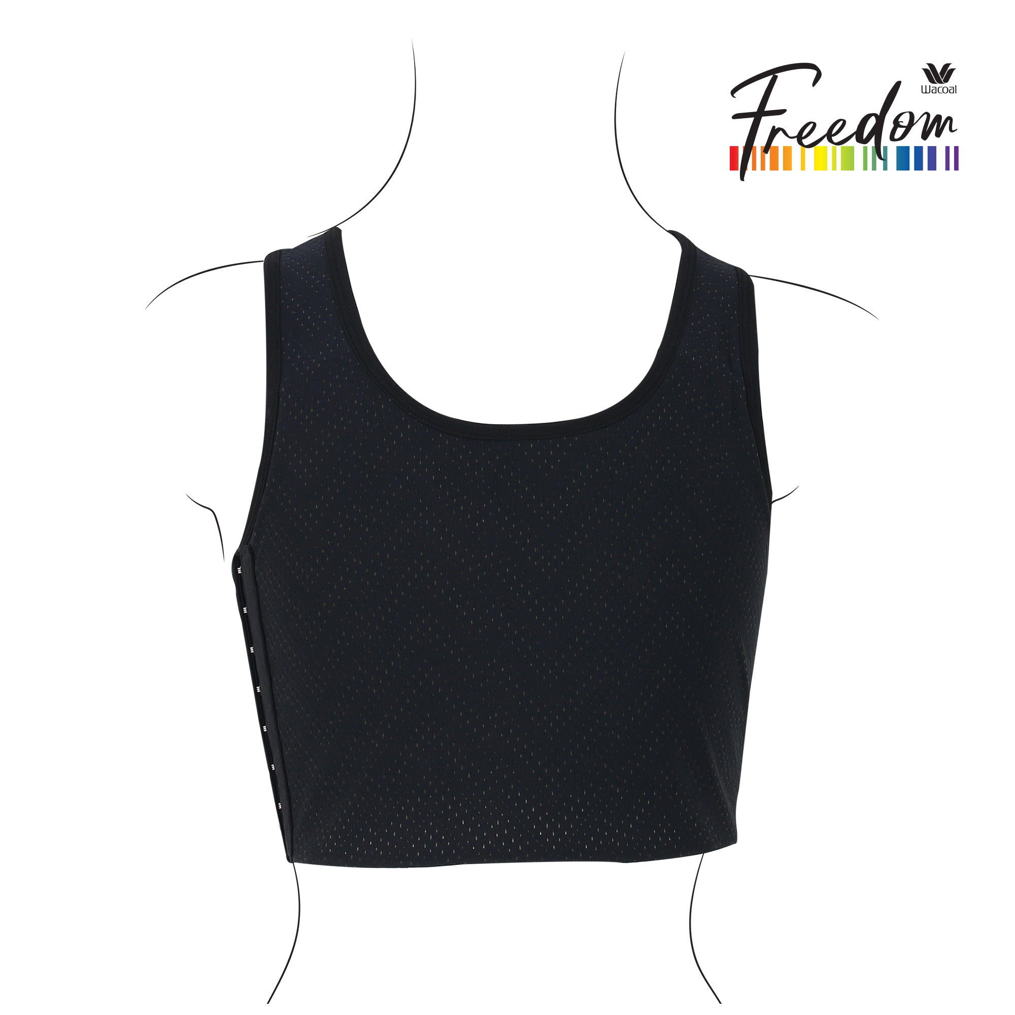 Wacoal FREEDOM เสื้อกล้ามกระชับอกแบบครึ่งตัวตะขอด้านข้างรุ่น WXT101 สีดำ (BL)