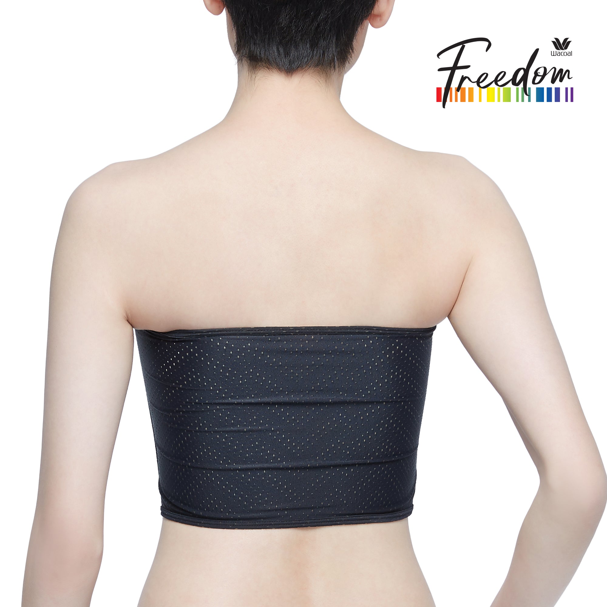Wacoal FREEDOM ผ้าแถบกระชับอกแบบครึ่งตัวตะขอด้านข้างรุ่น WXT102 สีดำ (BL)