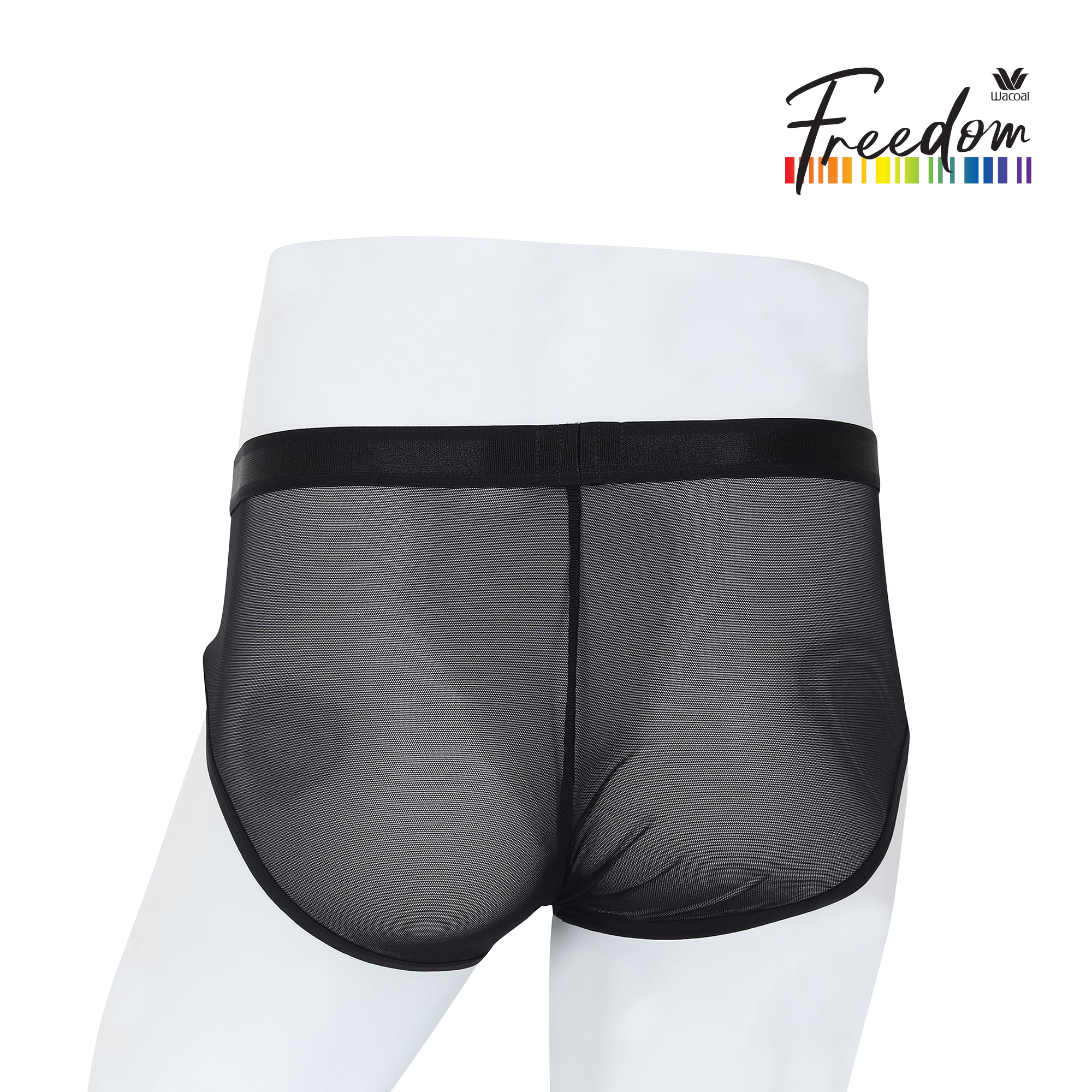 Wacoal Freedom กางเกงในชาย bikini เรียบเนียน กระชับ ผ้าทอลายตาข่ายรุ่น WXU301 สีดำ (BL)