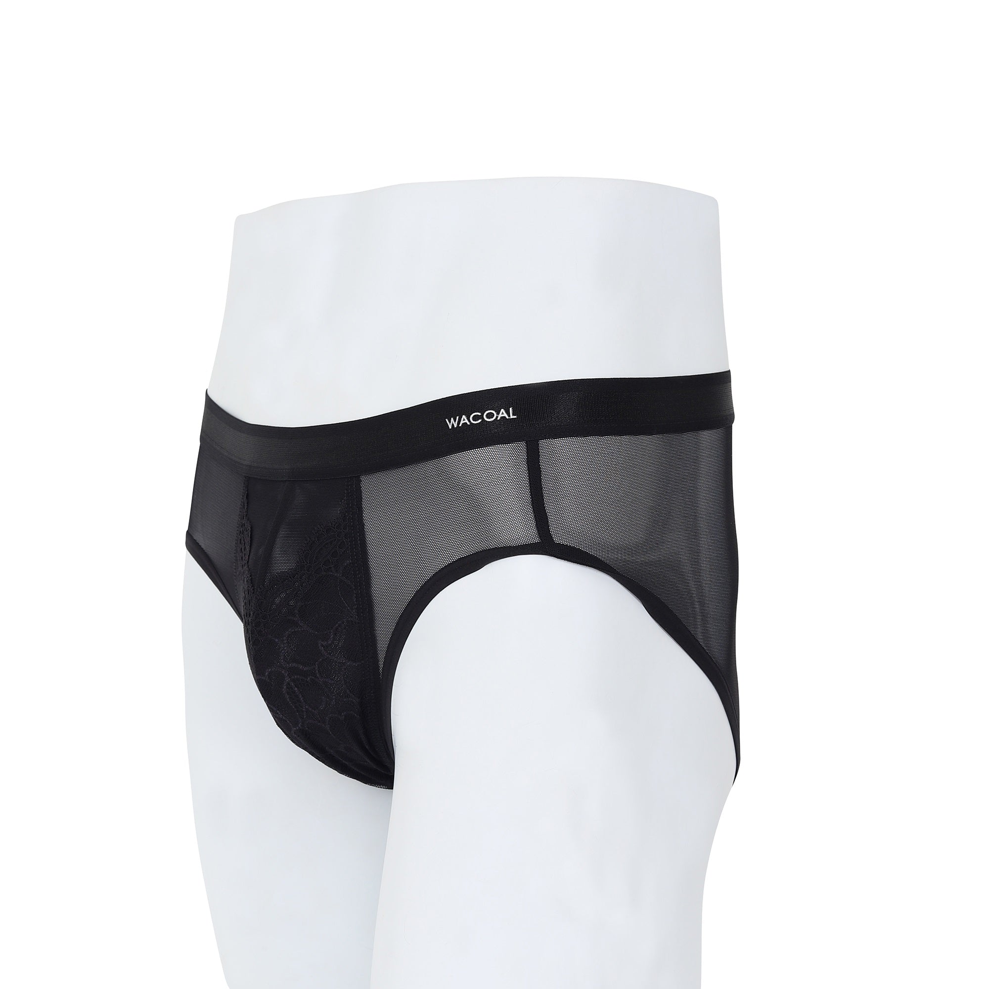 Wacoal Freedom กางเกงในชาย bikini เรียบเนียน กระชับ ผ้าทอลายตาข่ายรุ่น WXU301 สีดำ (BL)
