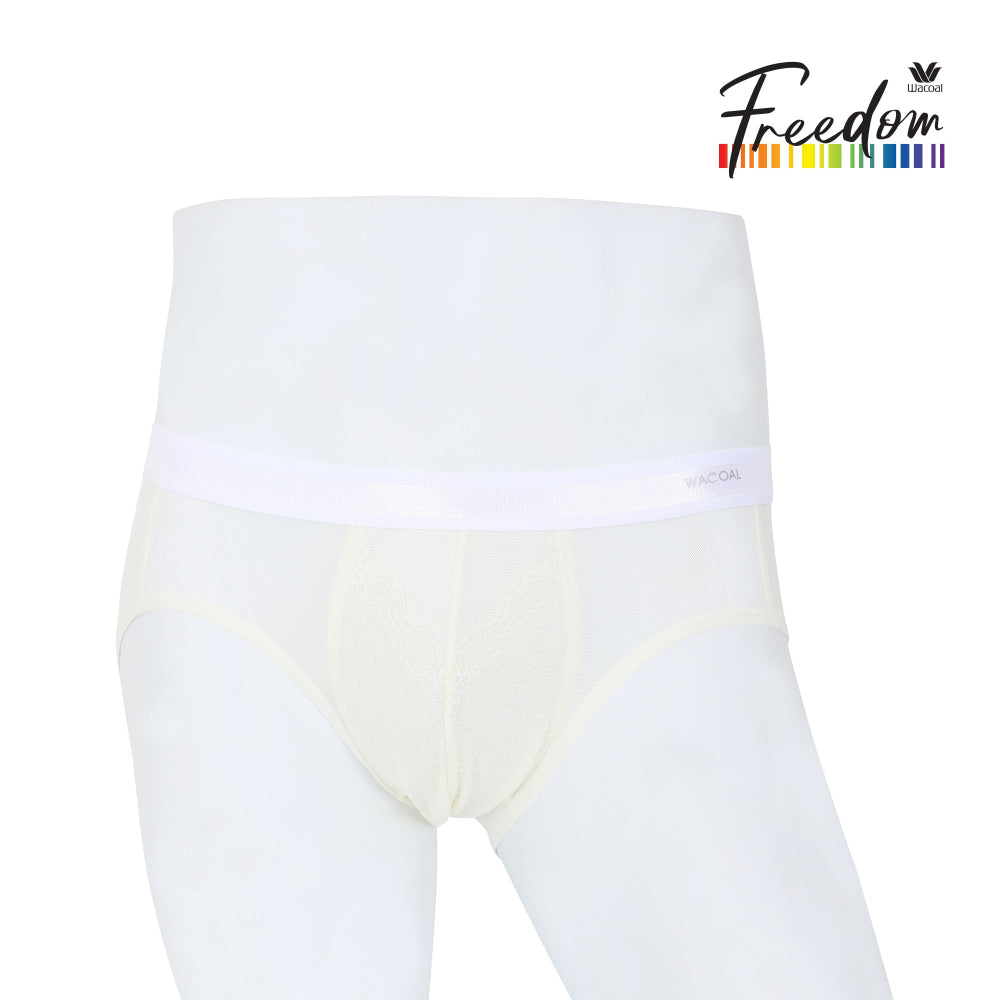 Wacoal Freedom กางเกงในชาย bikini เรียบเนียน กระชับ ผ้าทอลายตาข่ายรุ่น WXU301 สีครีม (CR)