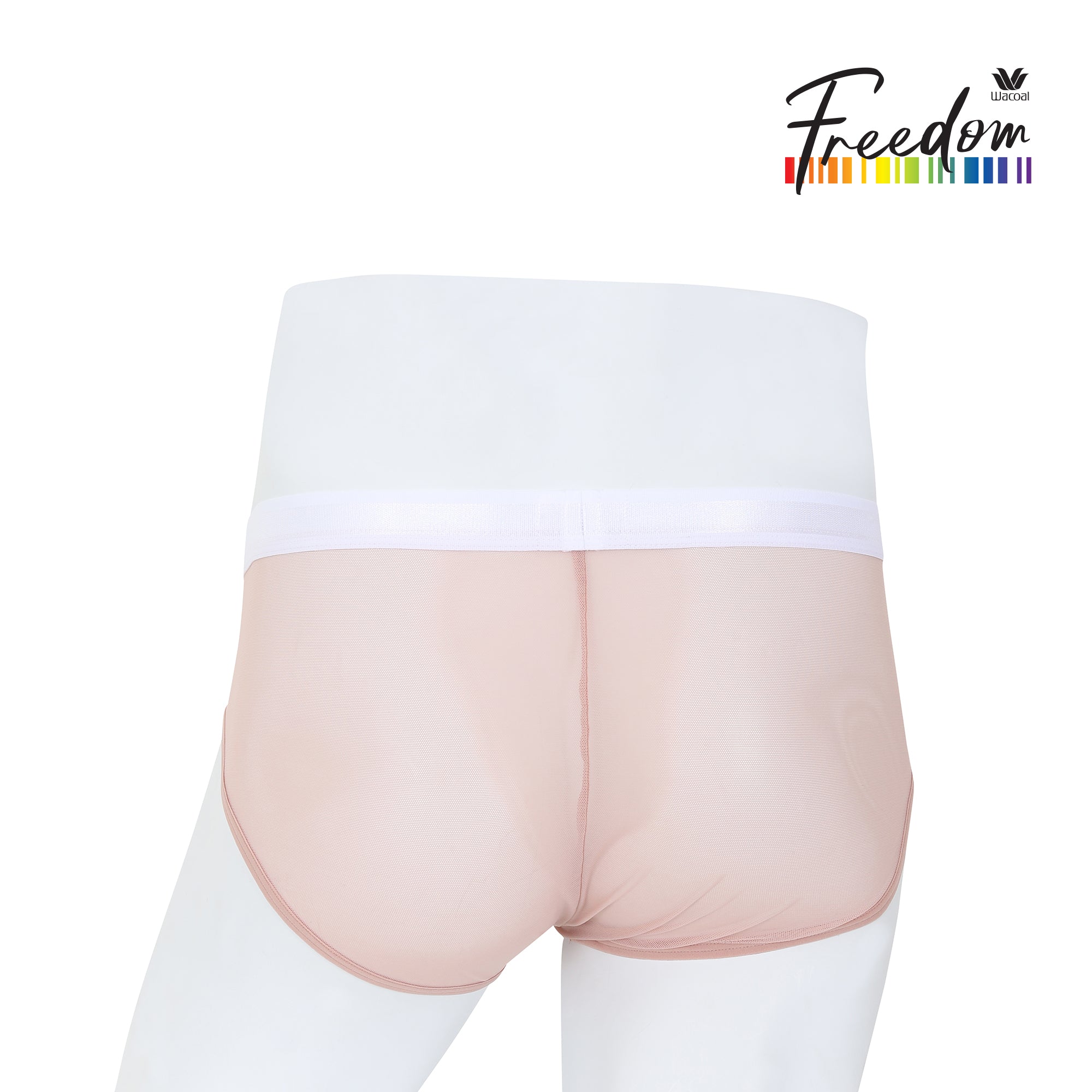 Wacoal Freedom กางเกงในชาย bikini เรียบเนียน กระชับ ผ้าทอลายตาข่ายรุ่น WXU301 สีชมพูกุหลาบป่า (WR)
