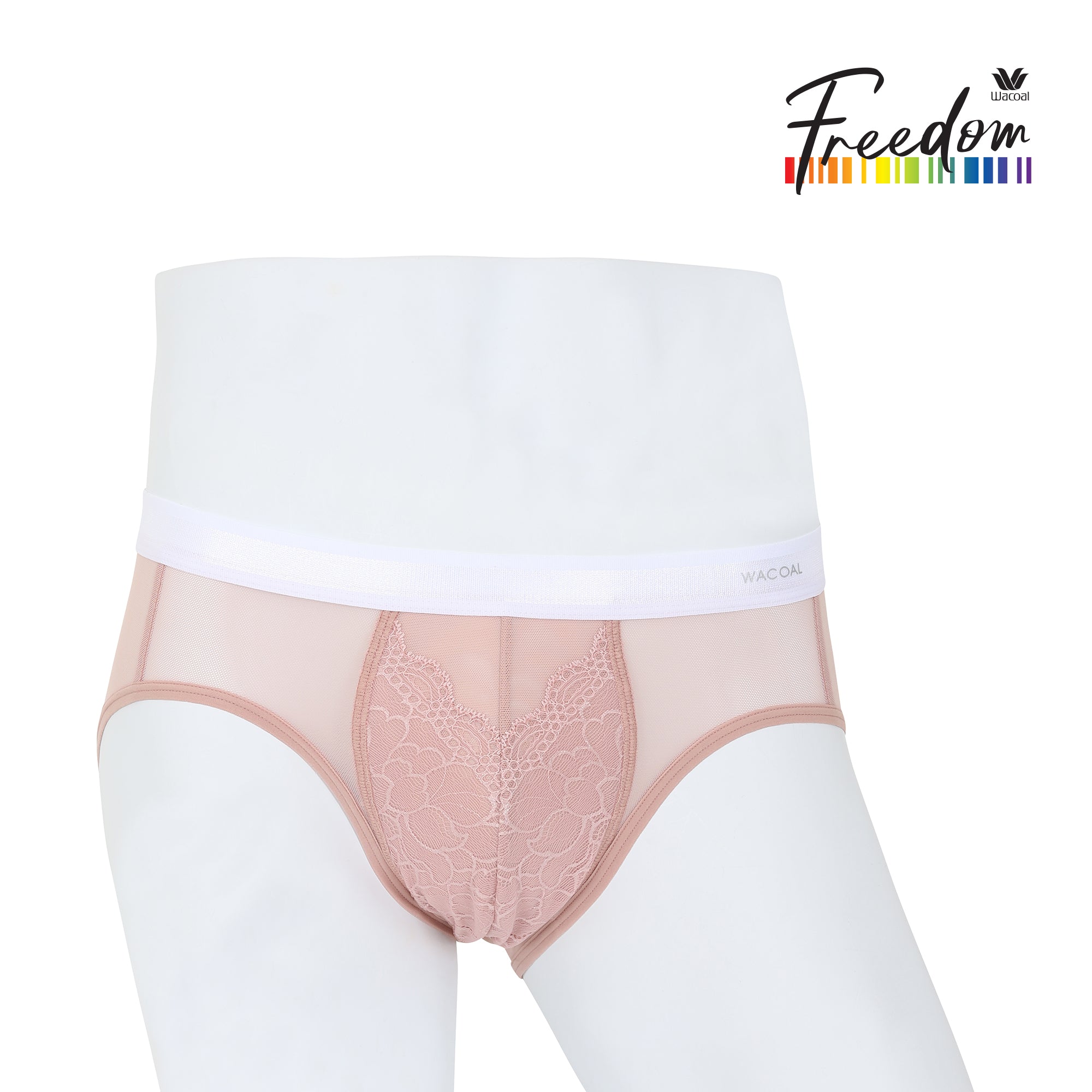 Wacoal Freedom กางเกงในชาย bikini เรียบเนียน กระชับ ผ้าทอลายตาข่ายรุ่น WXU301 สีชมพูกุหลาบป่า (WR)