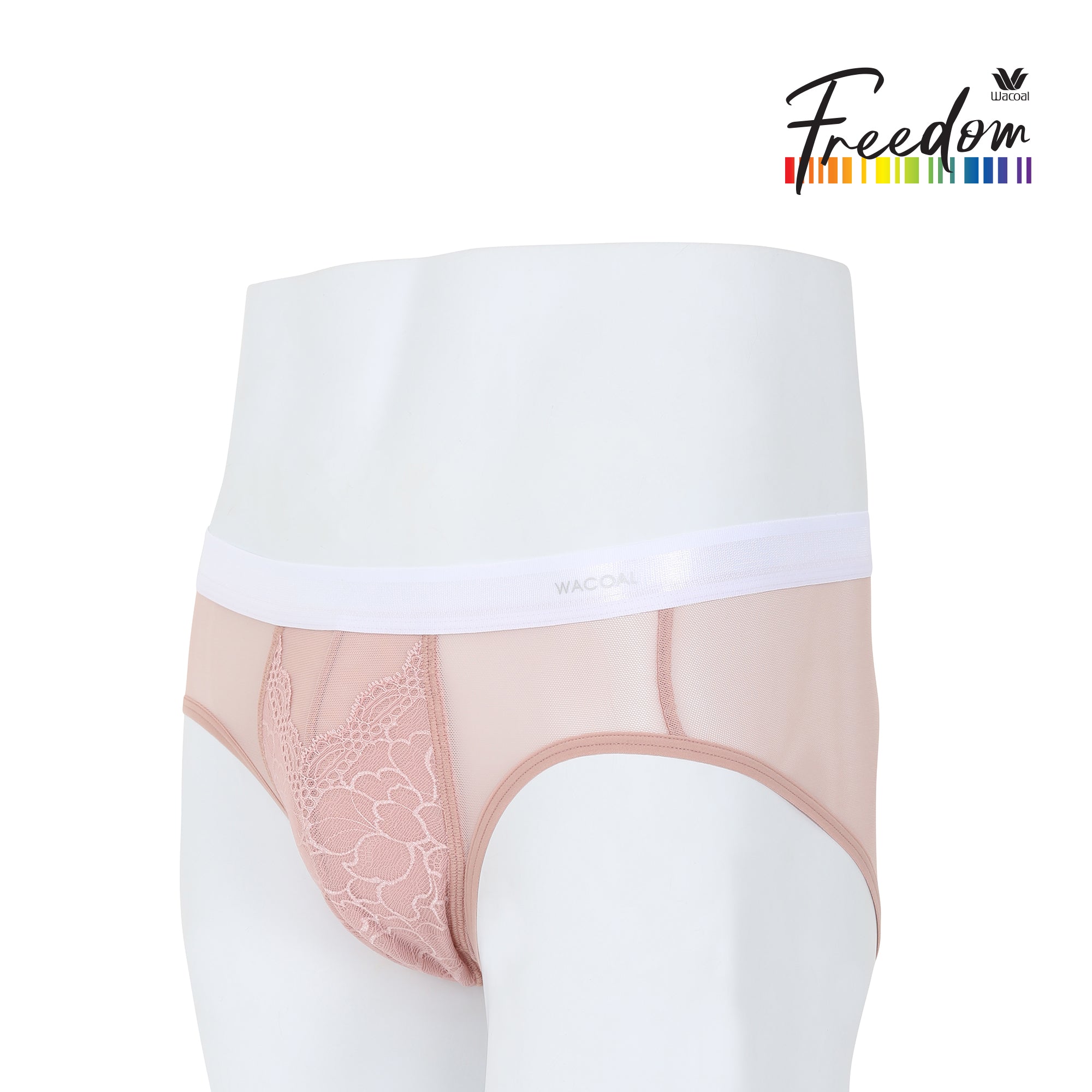 Wacoal Freedom กางเกงในชาย bikini เรียบเนียน กระชับ ผ้าทอลายตาข่ายรุ่น WXU301 สีชมพูกุหลาบป่า (WR)