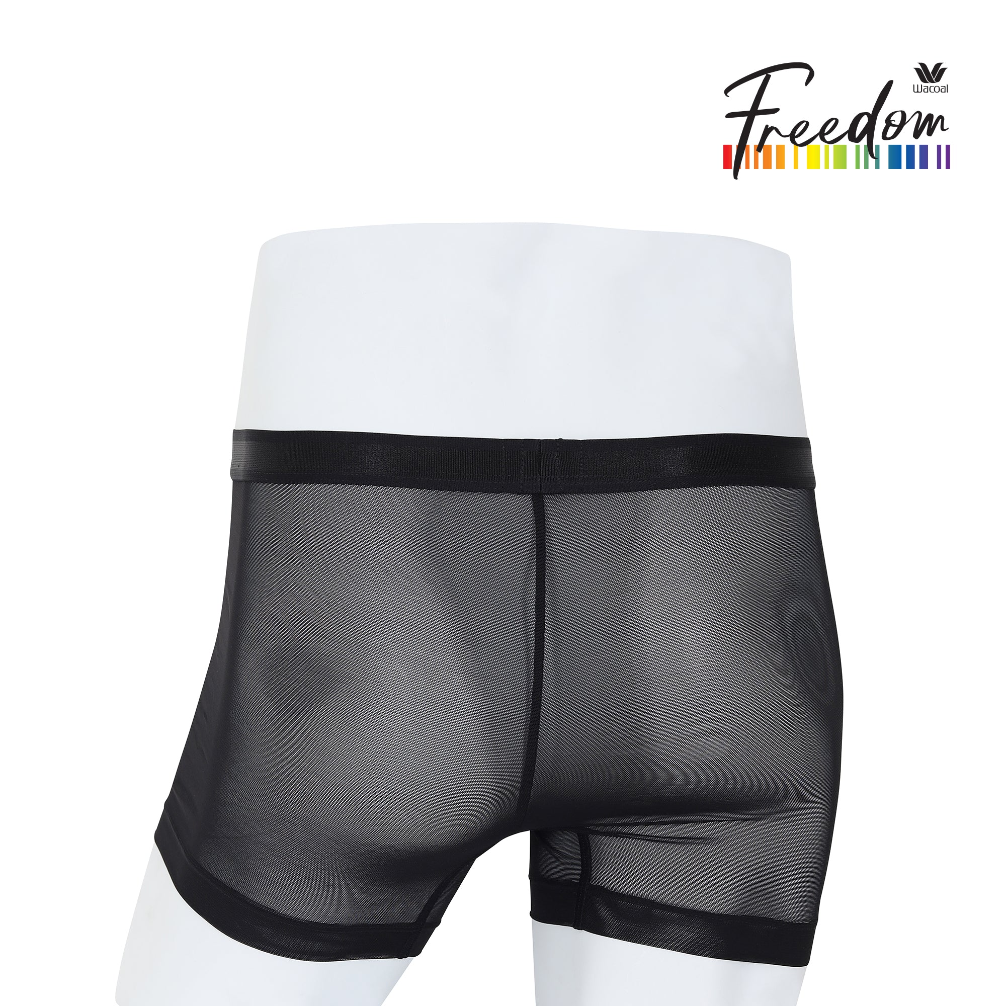 Wacoal Freedom กางเกงใน Boxer เรียบเนียน กระชับ ผ้าทอลายตาข่าย รุ่น WXU401 สีดำ (BL)
