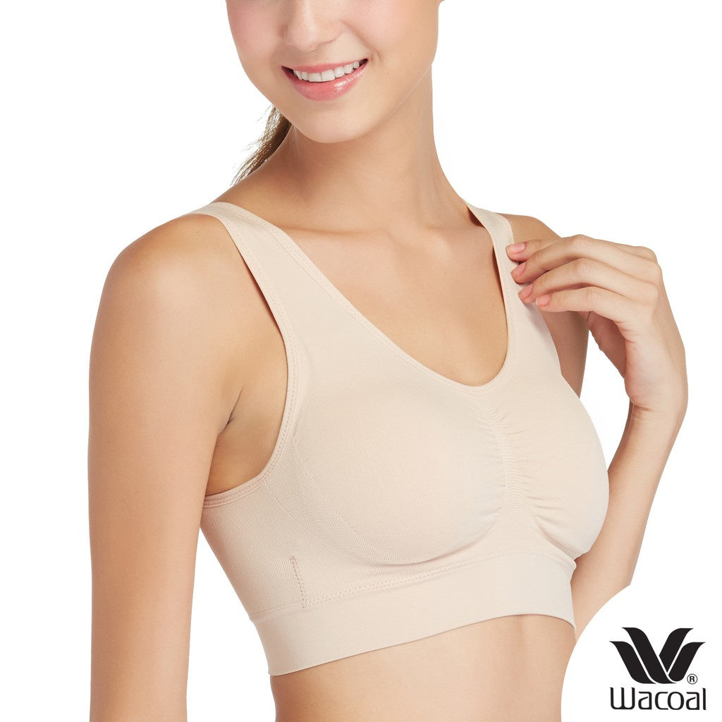 Wacoal Seamless Bra เซ็ต 5 ชิ้น บราสวมหัว ไร้โครง ไร้ตะเข็บ รุ่น WH9C24/WH9524 สีเบจ (BE)