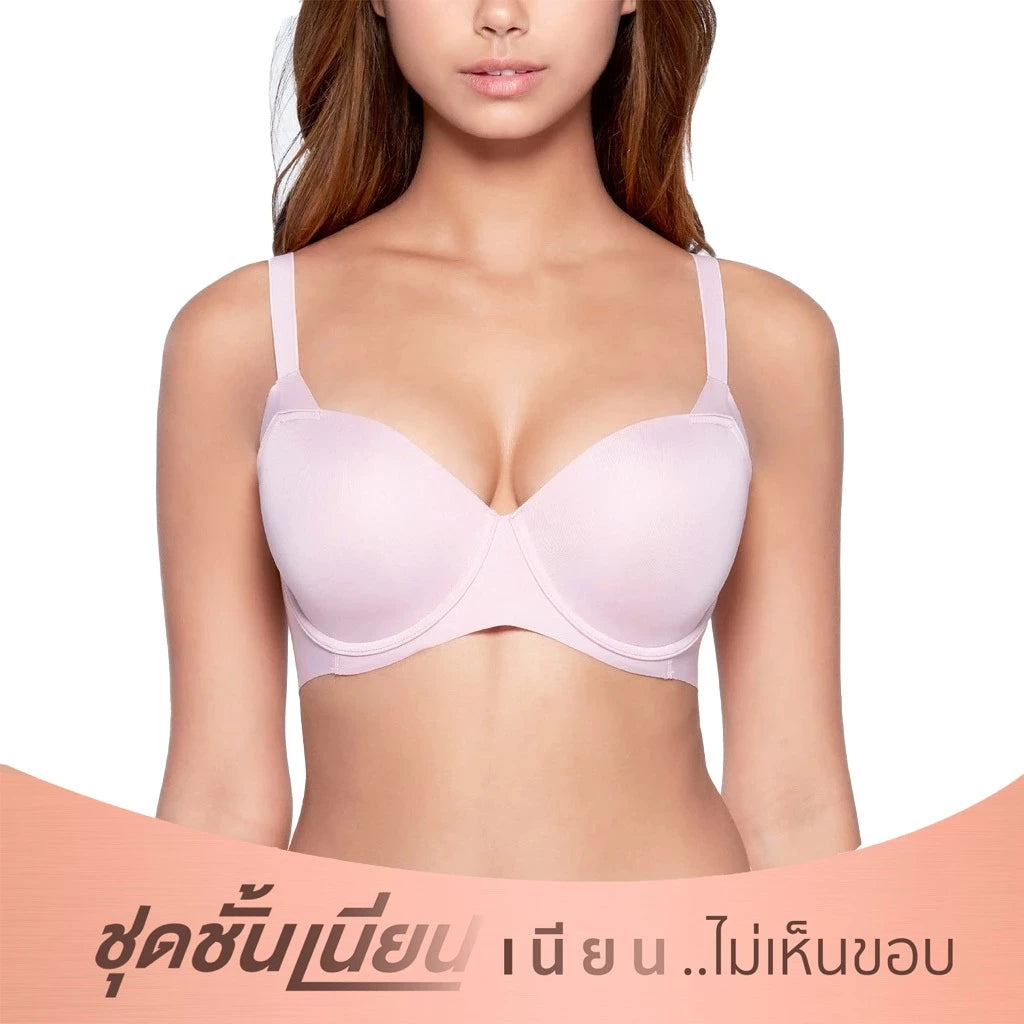 Wacoal ชุดชั้นเนียน บรามีโครงเก็บกระชับ สาวคัพใหญ่ รุ่น WB7914 สีชมพูกุหลาบป่า (WR)