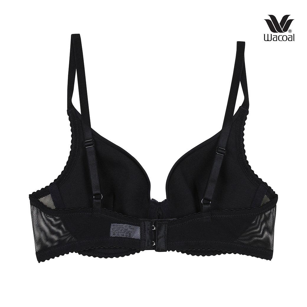 Wacoal Seamless Bra บราไร้ตะเข็บ เนียนเรียบ เสริมฟองน้ำ 15 มม. รุ่น WB5A86 สีดำ (BL)