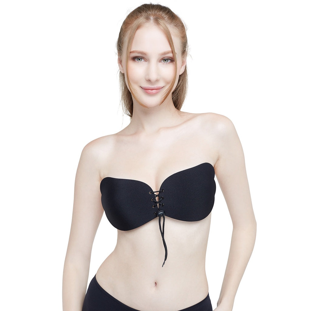 Wacoal Mood Accessories บราปีกนกแบบมีเชือกรูด (V-Push Wing Bra with String) รุ่น MM9057 สีดำ (BL)