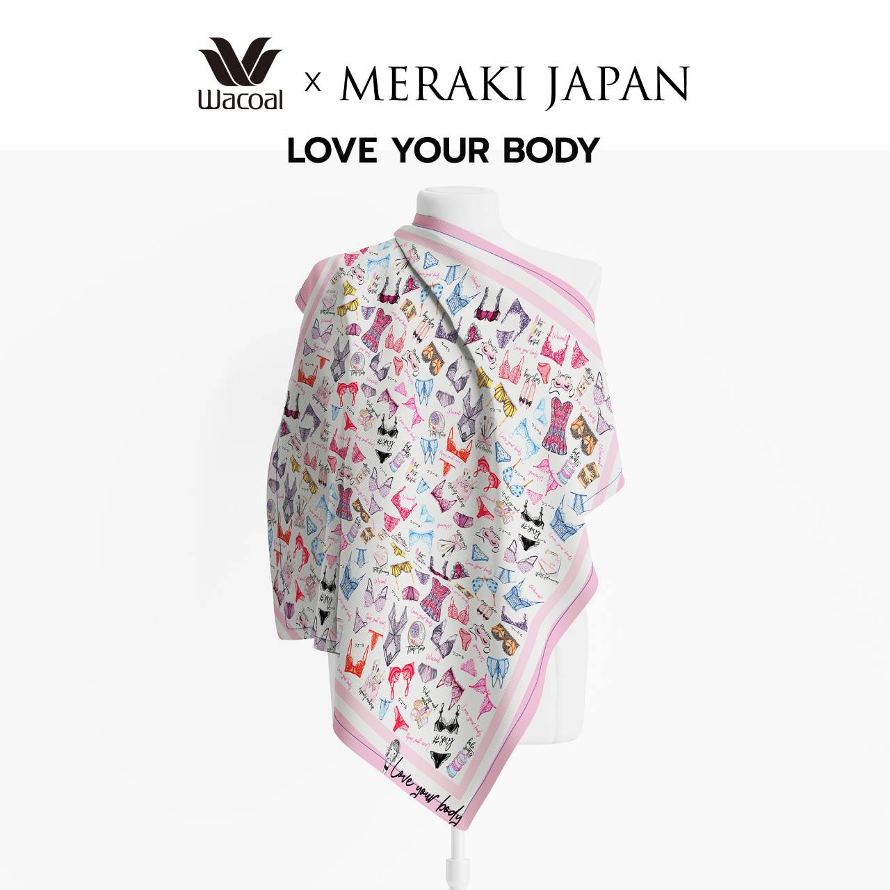 Wacoal x Meraki Twilly and Scarf Set เซตผ้าคลุมไหล่และทวิลลี่ รุ่น WW1207 สีชมพู (PI)