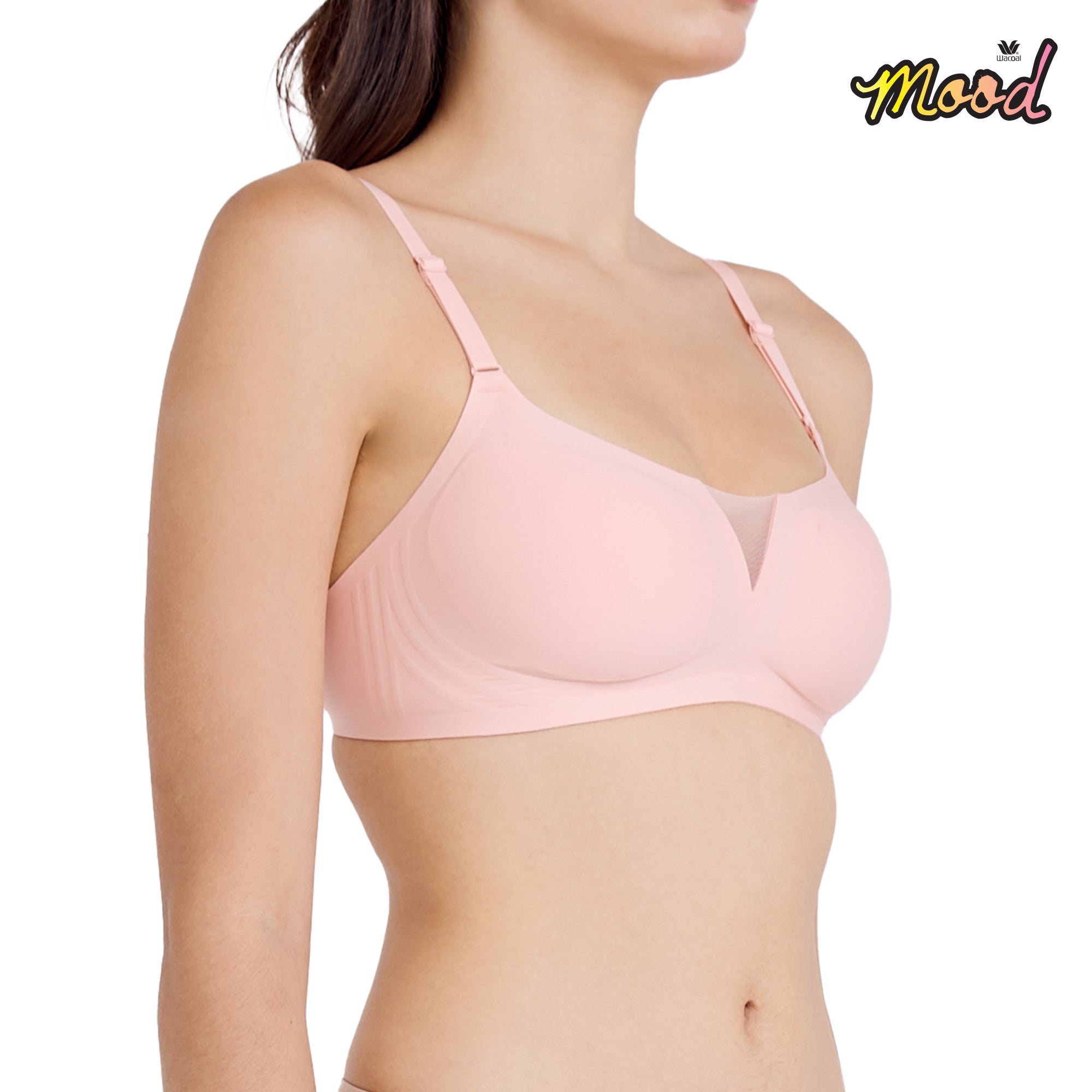 Wacoal ชุดชั้นเนียน บราไร้โครง Smart Size ฟองน้ำบาง รุ่น MM1Y01 สีชมพูอ่อน (OR)