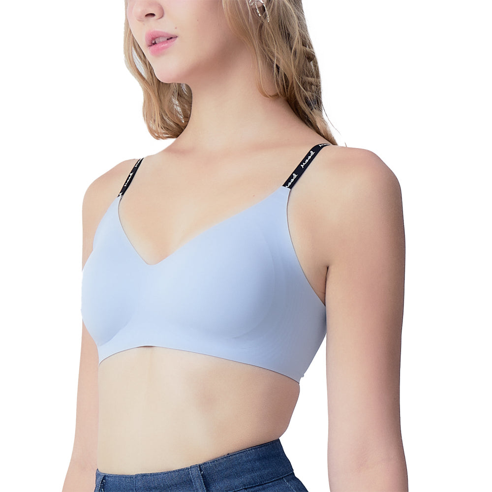 Wacoal Mood ชุดชั้นเนียน บราไร้โครง Smart Size เสริมฟองน้ำ รุ่น MM1Y24 สีเทาอ่อน (LI)