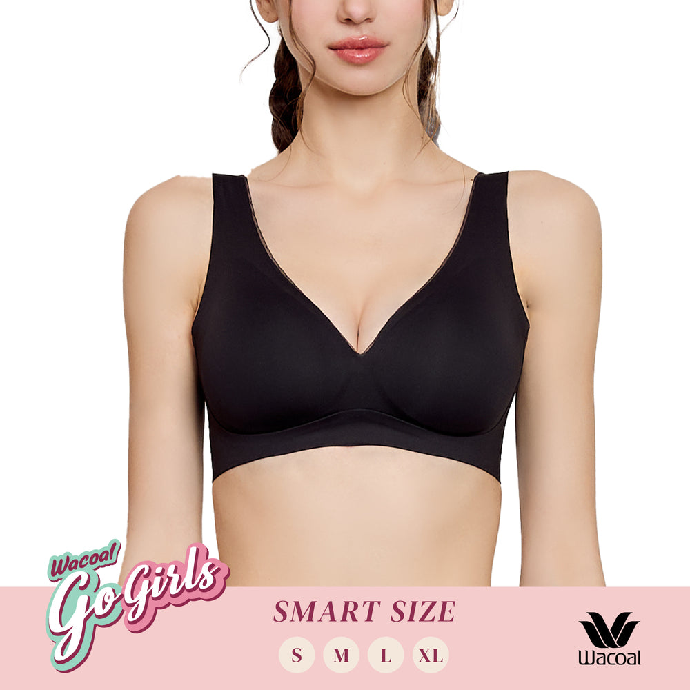 Wacoal บราไร้โครง Smart Size ฟองน้ำบาง รุ่น WB3Y34 สีดำ (BL)