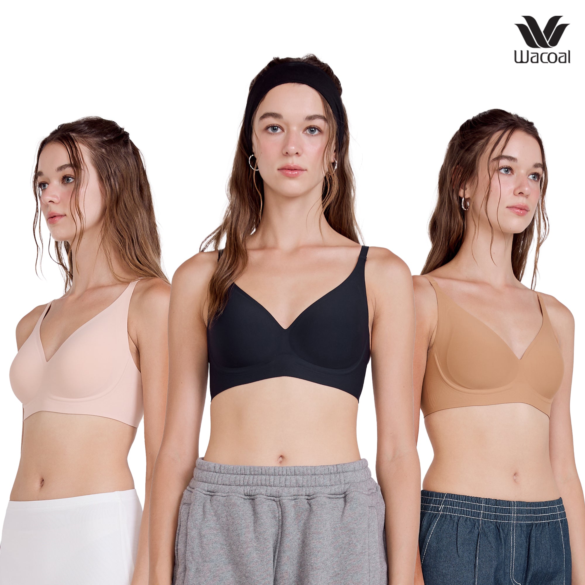 Wacoal Go Girls Smart Size Jelly Bra บราไร้โครงวาโก้  แพ็ค 3 ชิ้น รุ่น WB3Y35/WB3335 (คละสี)