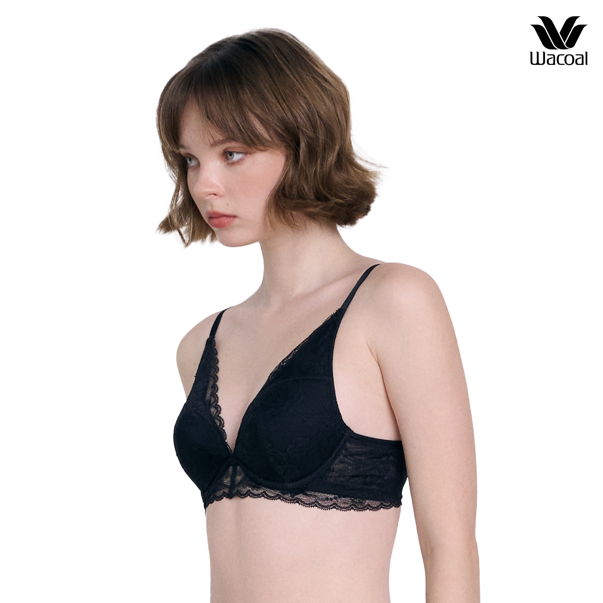 WacoalxPhannapast บราลูกไม้ มีโครง รุ่น WB5P34 สีดำ (BL)