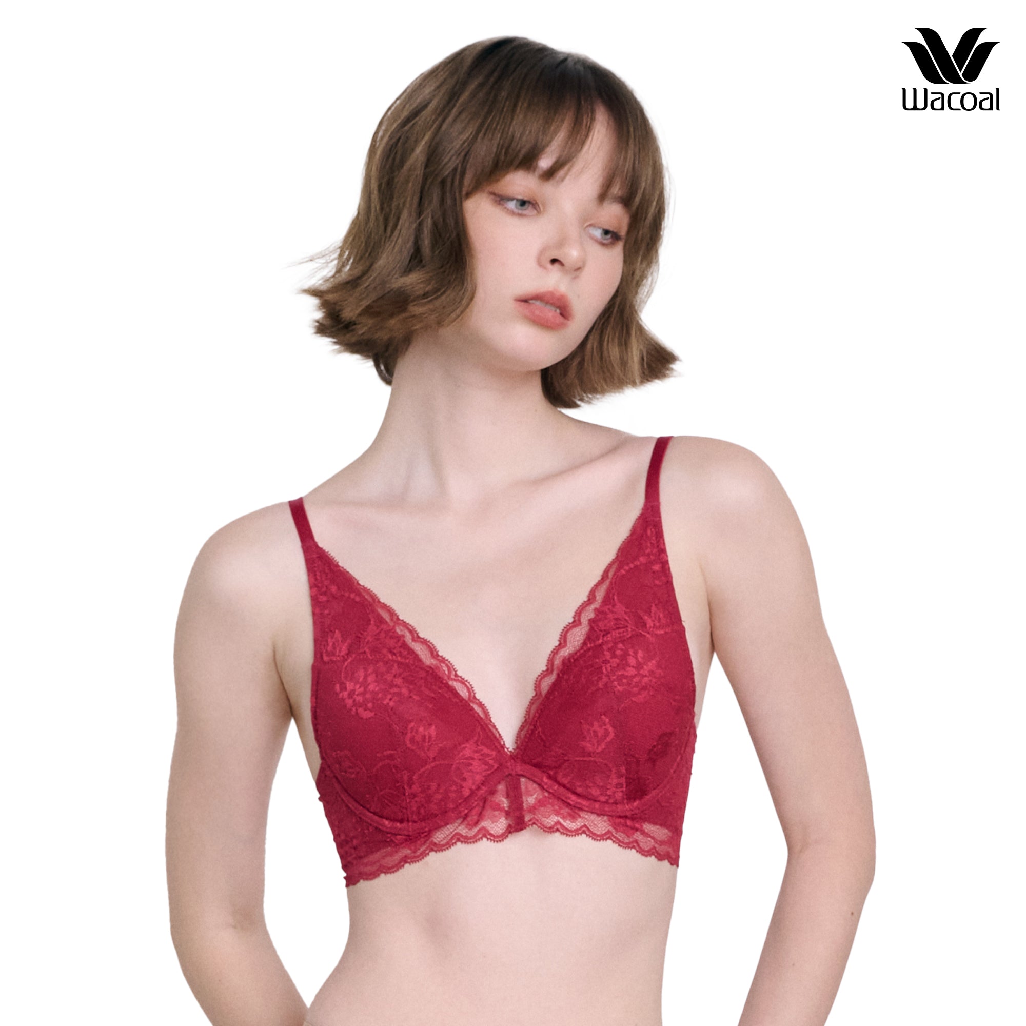 WacoalxPhannapast บราลูกไม้ มีโครง รุ่น WB5P34 สีแดง (CH)