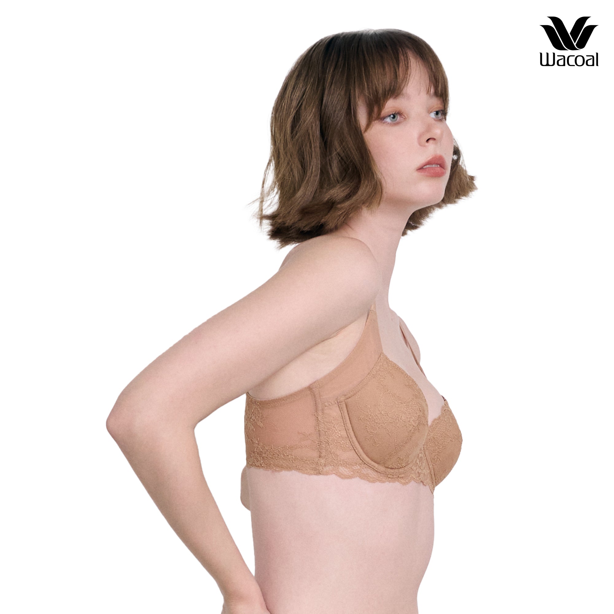 WacoalxPhannapast บราลูกไม้ มีโครง รุ่น WB5P39 สีส้มอิฐ (BN)