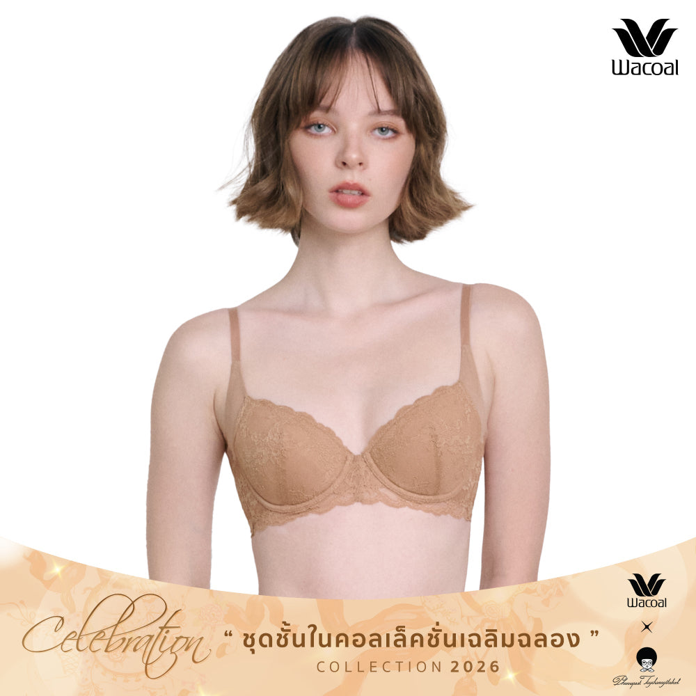 WacoalxPhannapast บราลูกไม้ มีโครง รุ่น WB5P39 สีส้มอิฐ (BN)