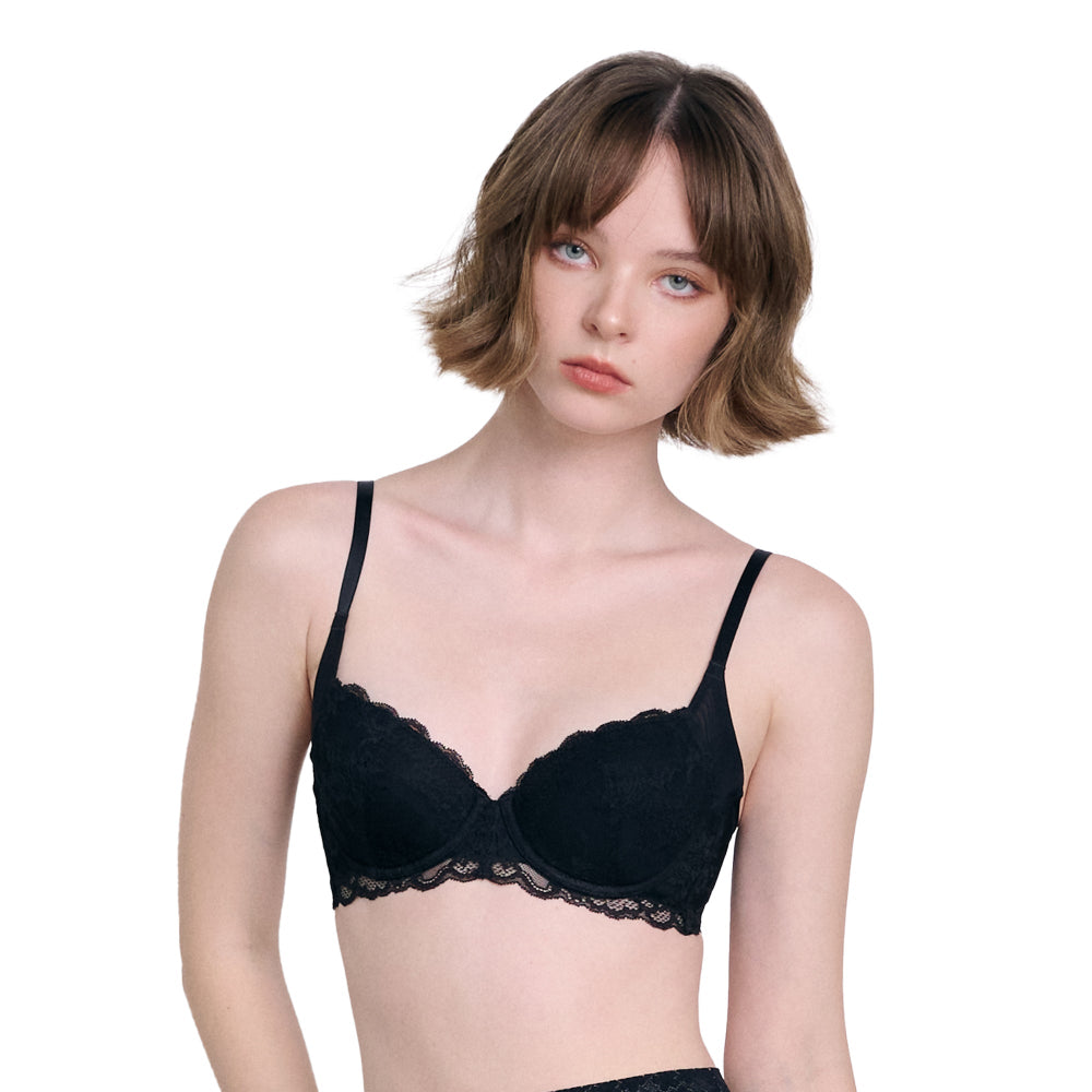 WacoalxPhannapast บราลูกไม้ มีโครง รุ่น WB5P39 สีดำ (BL)