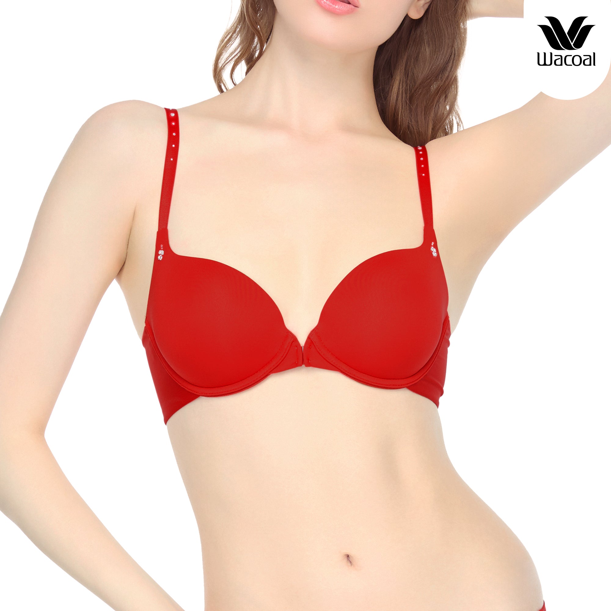 Wacoal บรามีโครง เสริมฟองน้ำบาง 15 มิล รุ่น WB5P90 สีแดง (RE)