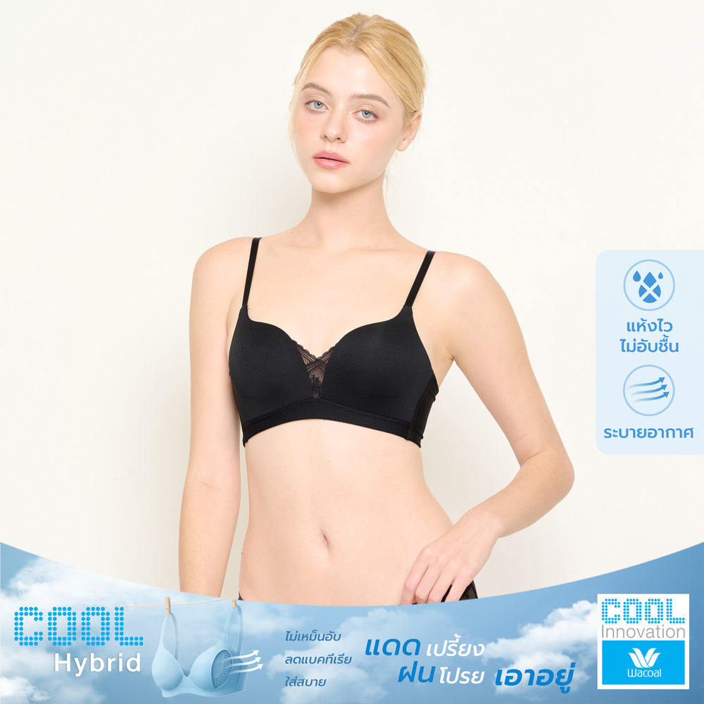 Wacoal Cool Innovation บราไร้โครง ฟองน้ำบาง 10 มิล รุ่น WB5X91 สีดำ (BL)