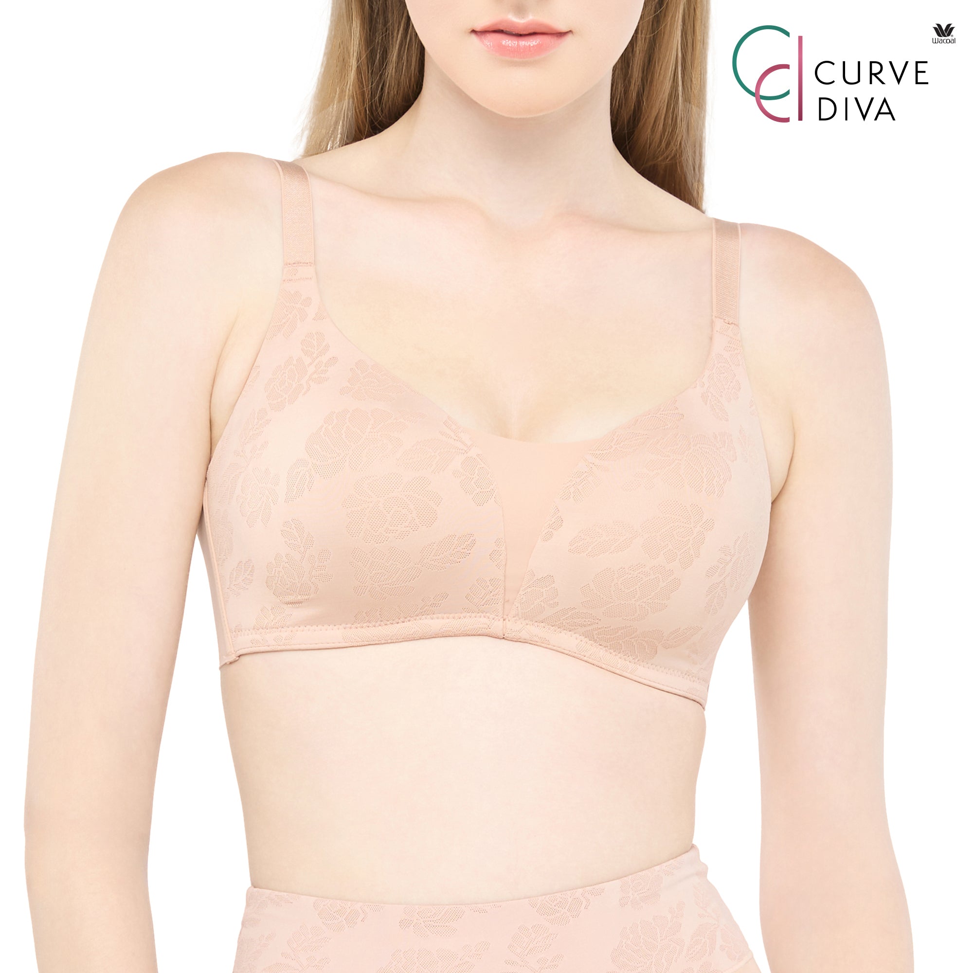 Wacoal Curve Diva บราไร้โครงเก็บกระชับ สาวคัพใหญ่ รุ่น WB7544/WQ1537 (เข้าคู่ MU7544) สีเบจ (BE)