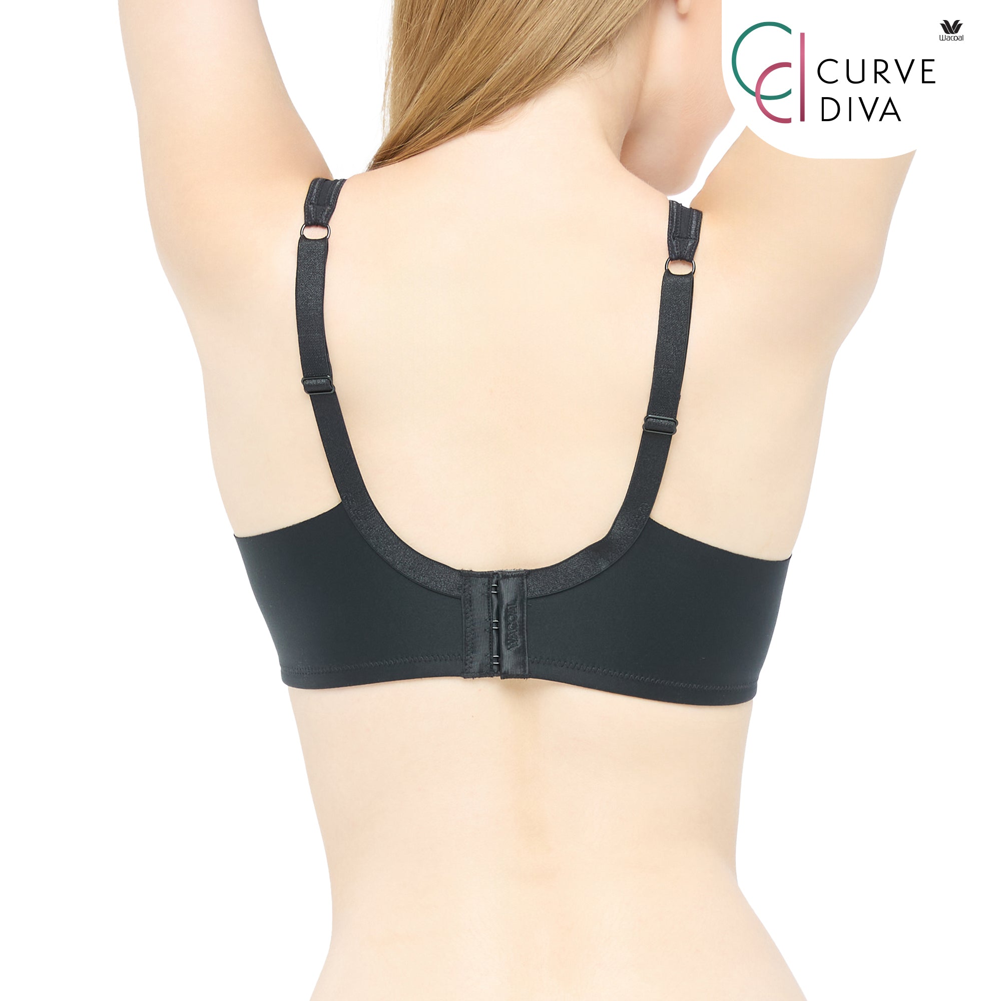 Wacoal Curve Diva บรามีโครงเก็บกระชับอกสวย สาวคัพใหญ่ รุ่น WB7989 สีดำ (BL)