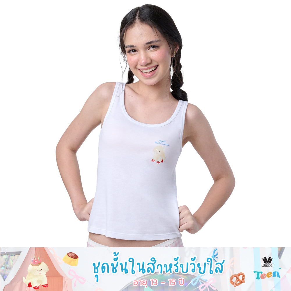 Wacoal Teen x Plaifah.postcard เสื้อกล้ามสำหรับวัยใส พิมพ์ลายการ์ตูน รุ่น WH3A15 สีขาว (WH)