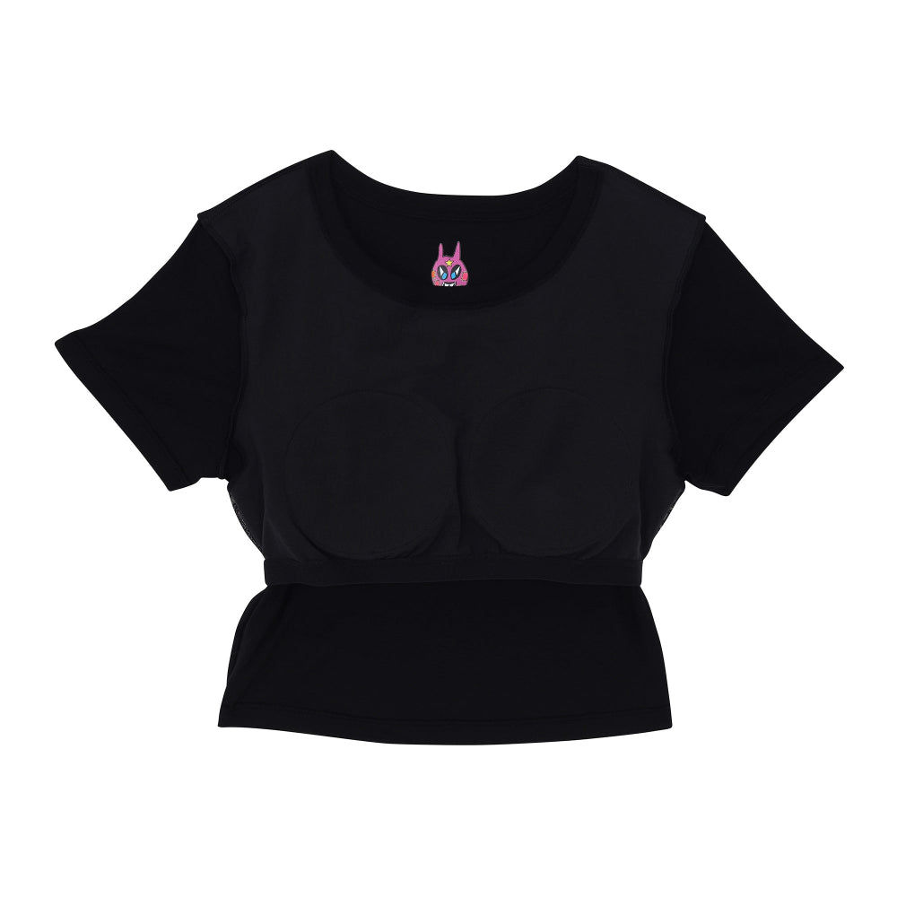 Wacoal X Milly & Mercy เสื้อยืดมีบราในตัว รุ่น WH4N19 สีดำ (BL)