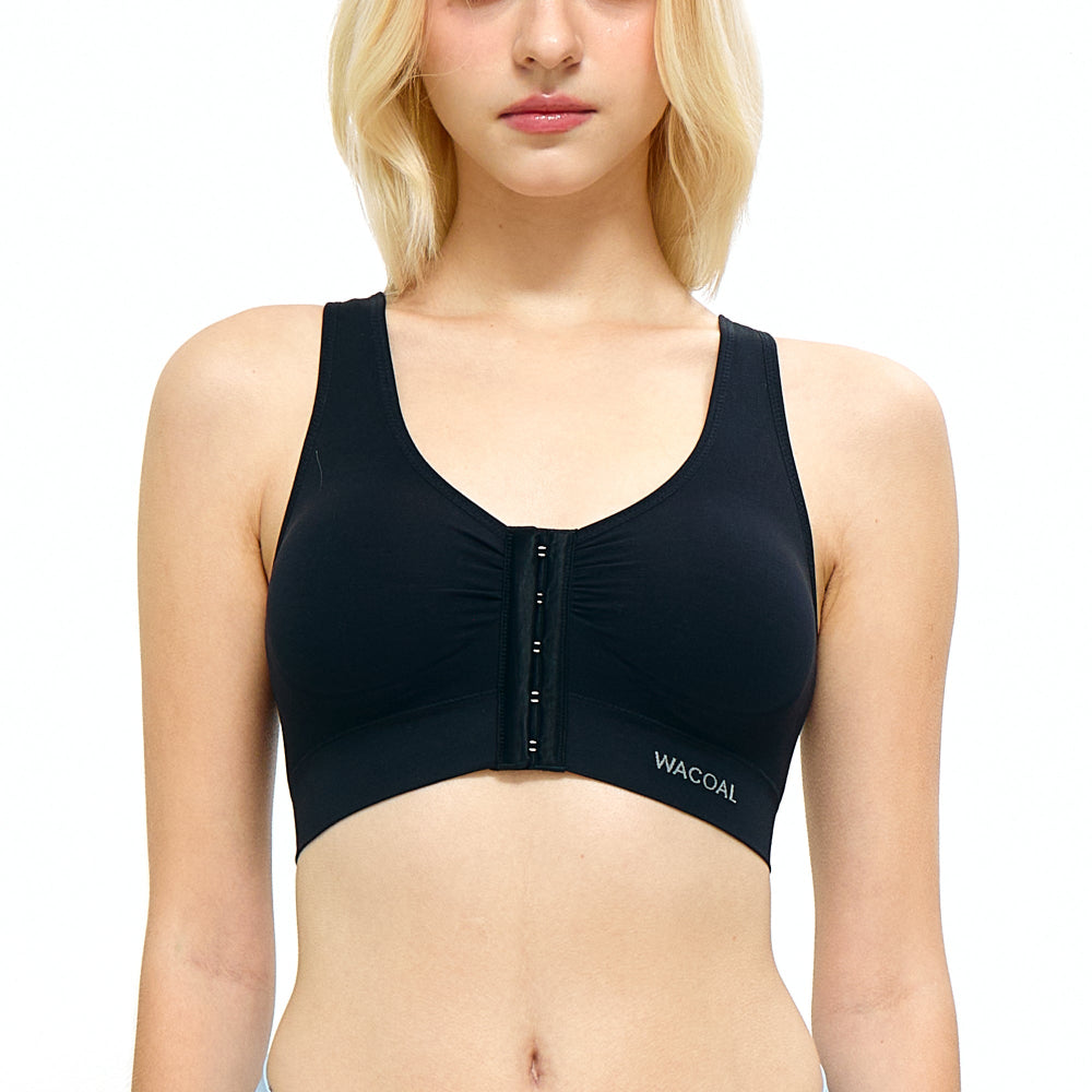WACOAL SEAMLESS BRA บราตะขอหน้า ถอดก็ง่าย ใส่ก็ง่าย รุ่น WH9C46 สีดำ (BL)