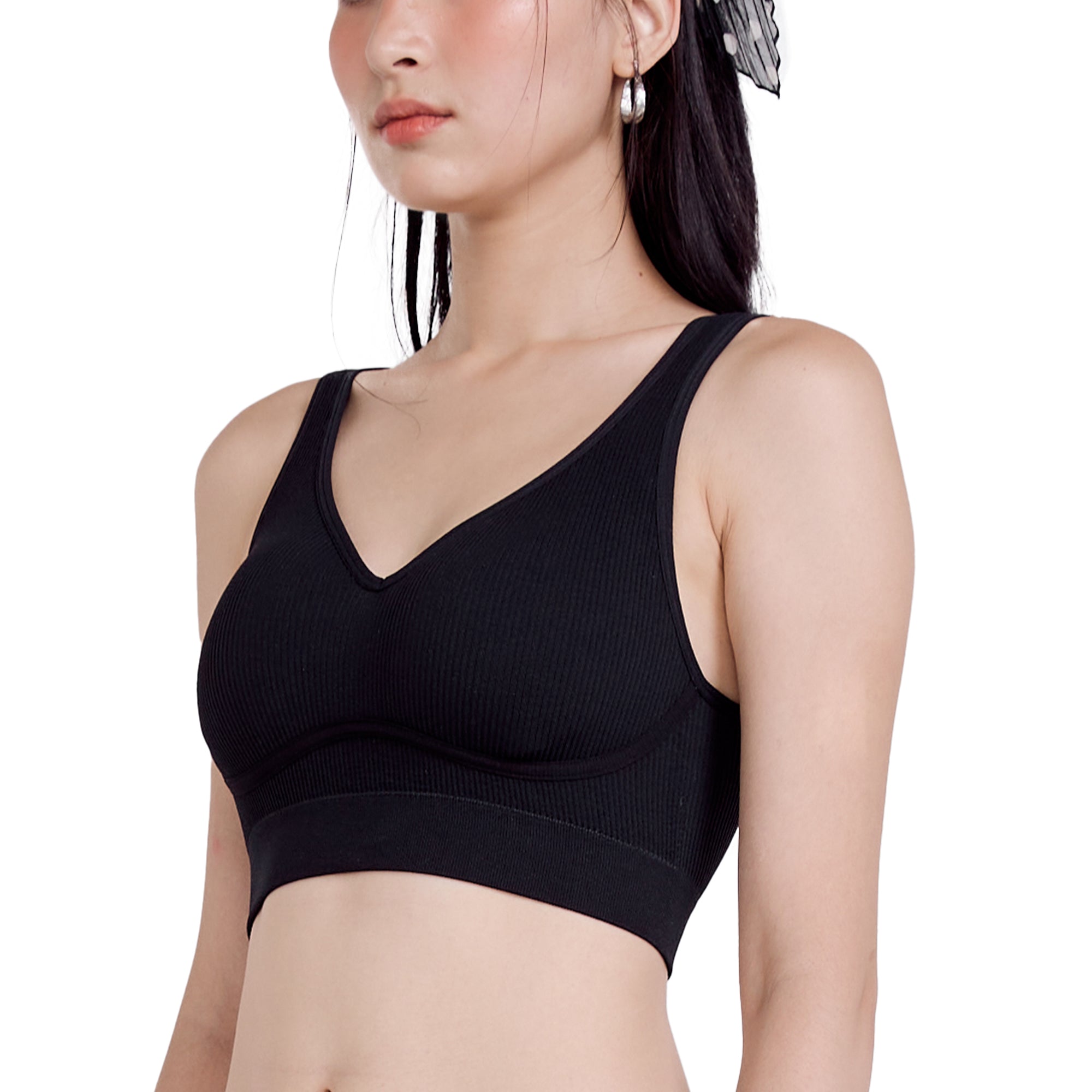 Wacoal Mood Comfy เสื้อกล้ามตัวสั้น มีบราในตัว รุ่น WH9M36 สีดำ (BL)