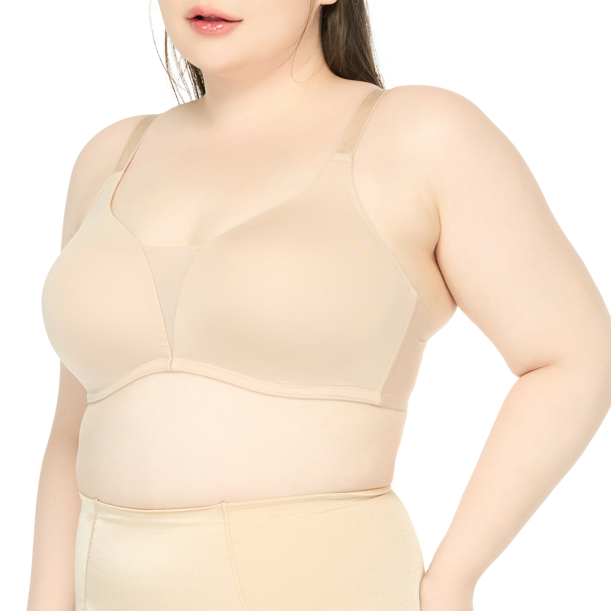 Wacoal Curve Diva บราไร้โครงเก็บกระชับ สาวพลัสไซซ์ รุ่น WQ1539  สีเบจ (BE)