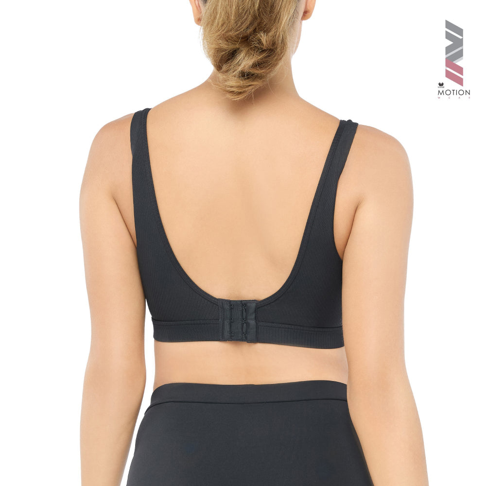 Wacoal Motion Wear บราสำหรับออกกำลังกาย In to Out (Level.2) รูปแบบตะขอ รุ่น WR1524 สีดำ (BL)