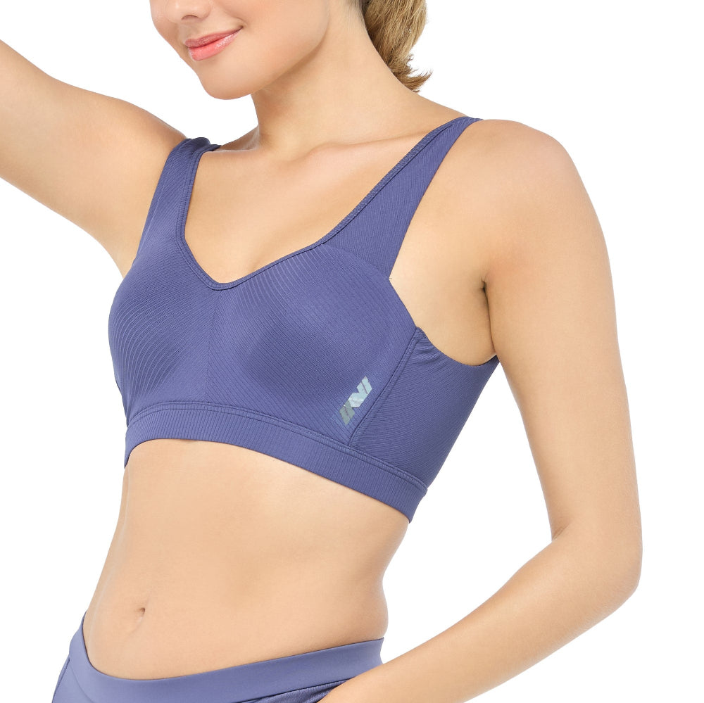 Wacoal Motion Wear บราสำหรับออกกำลังกาย In to Out (Level.2) รูปแบบตะขอ รุ่น WR1524 สีน้ำเงินอมเทา (NG)