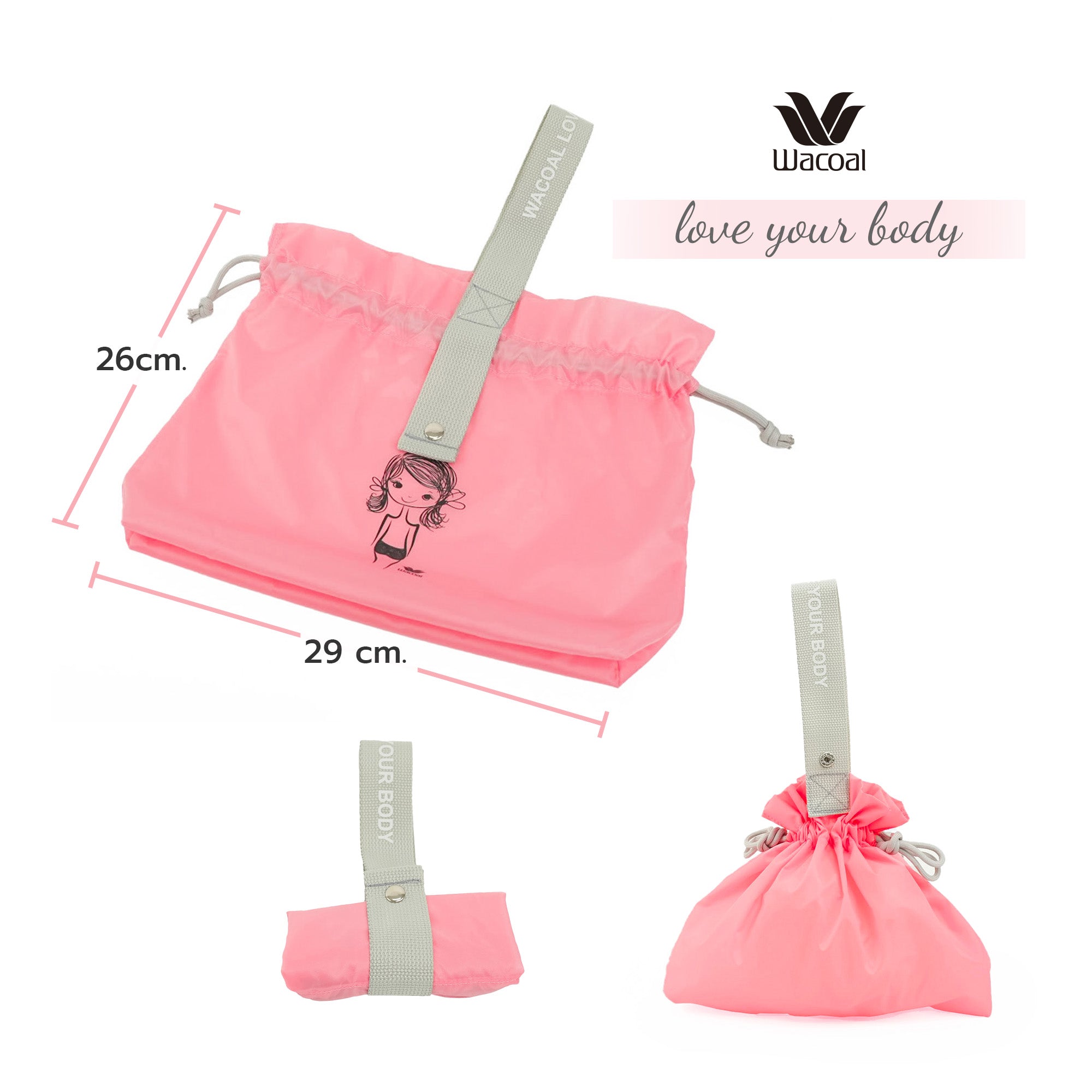 Wacoal Love your body bag รุ่น WW1606 สีชมพู (PI)