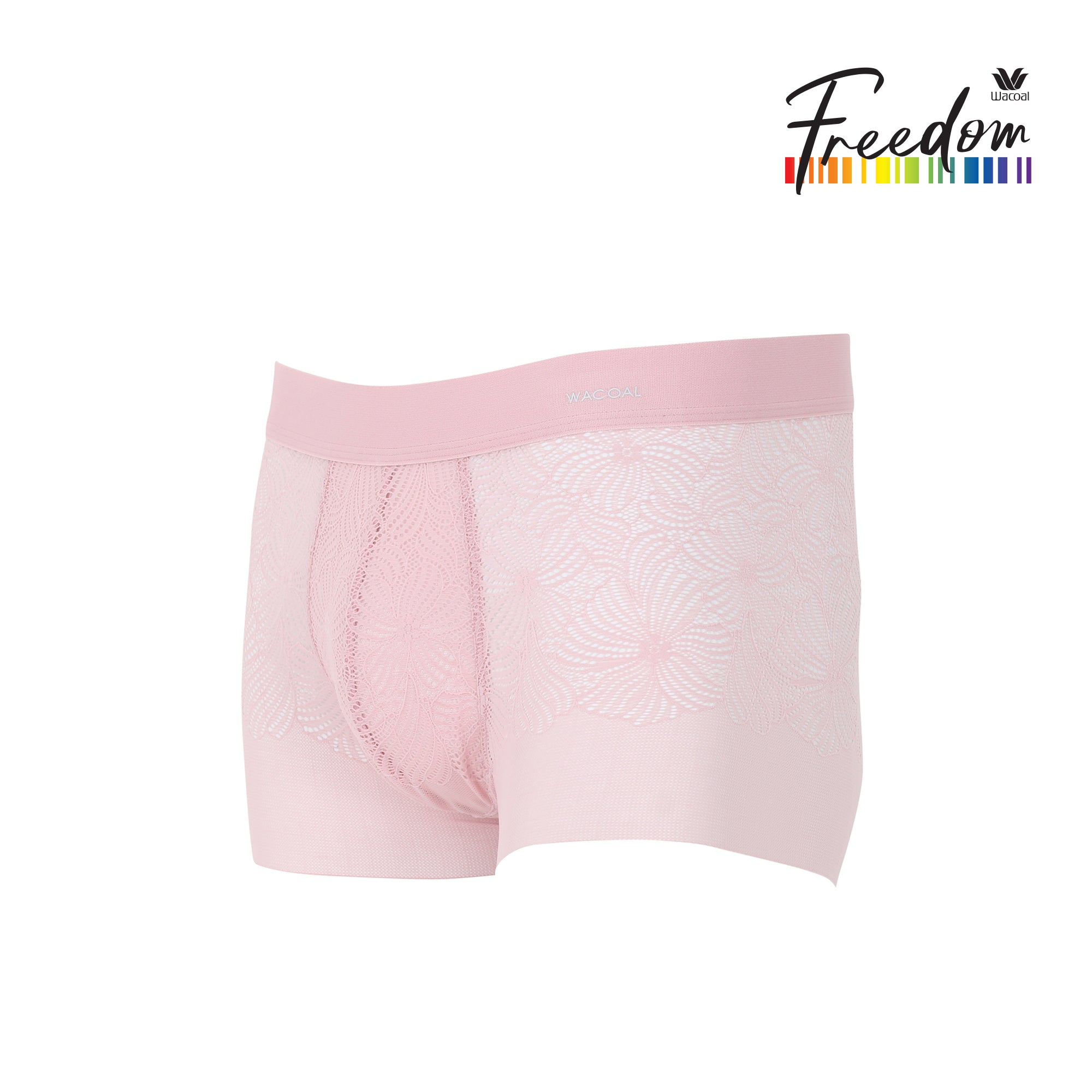 Wacoal Freedom LIMITED UNDERWEAR กางเกงลูกไม้นุ่ม  (Lace Boxer ) รุ่น WXU406 สีชมพูกุหลาบป่า (WR)