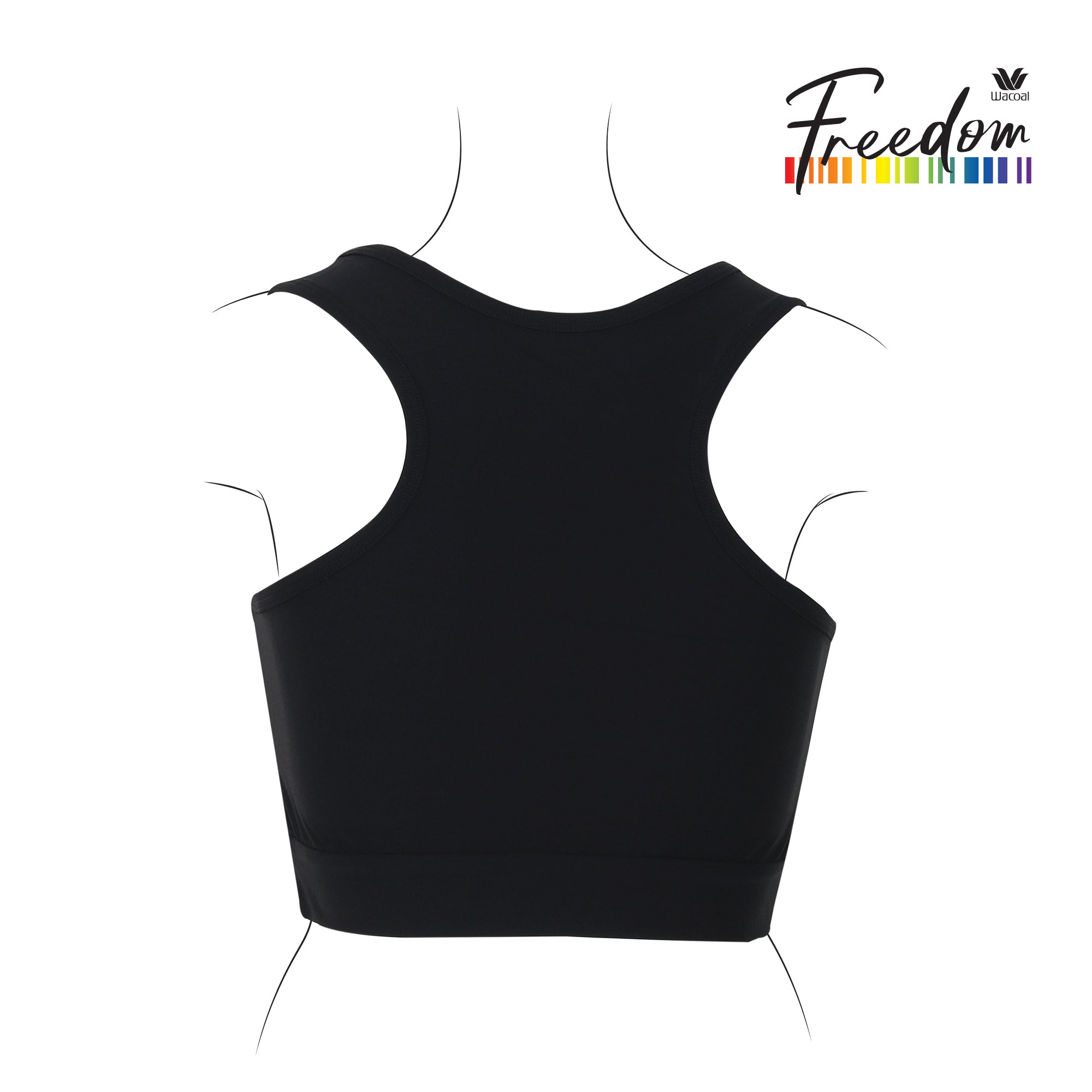 Wacoal FREEDOM เสื้อกล้ามกระชับอกแบบครึ่งตัวตะขอด้านข้างรุ่น WXT101 สีดำ (BL)